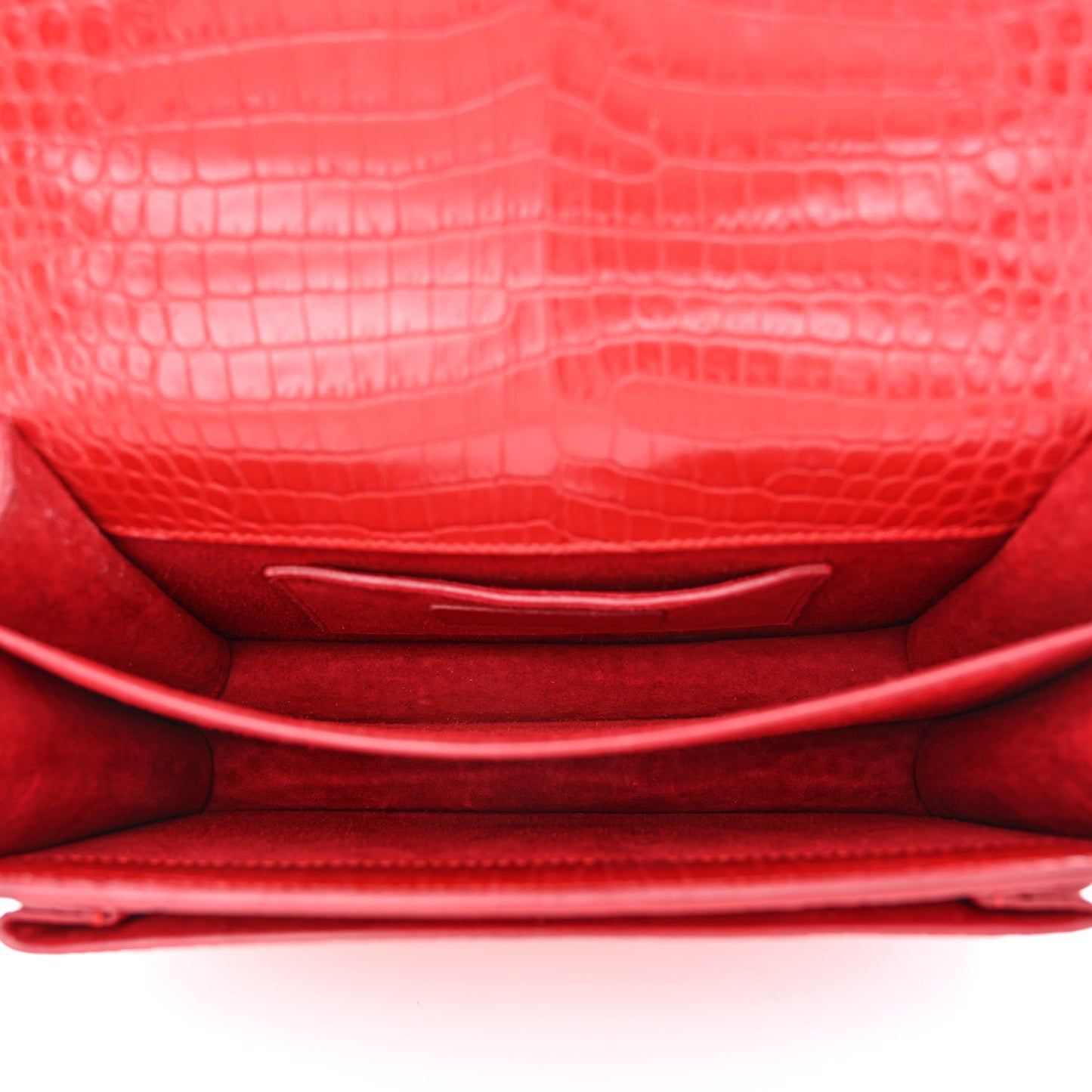 Calfskin Crocodile Embossed Medium Monogram Sunset Rouge Eros
