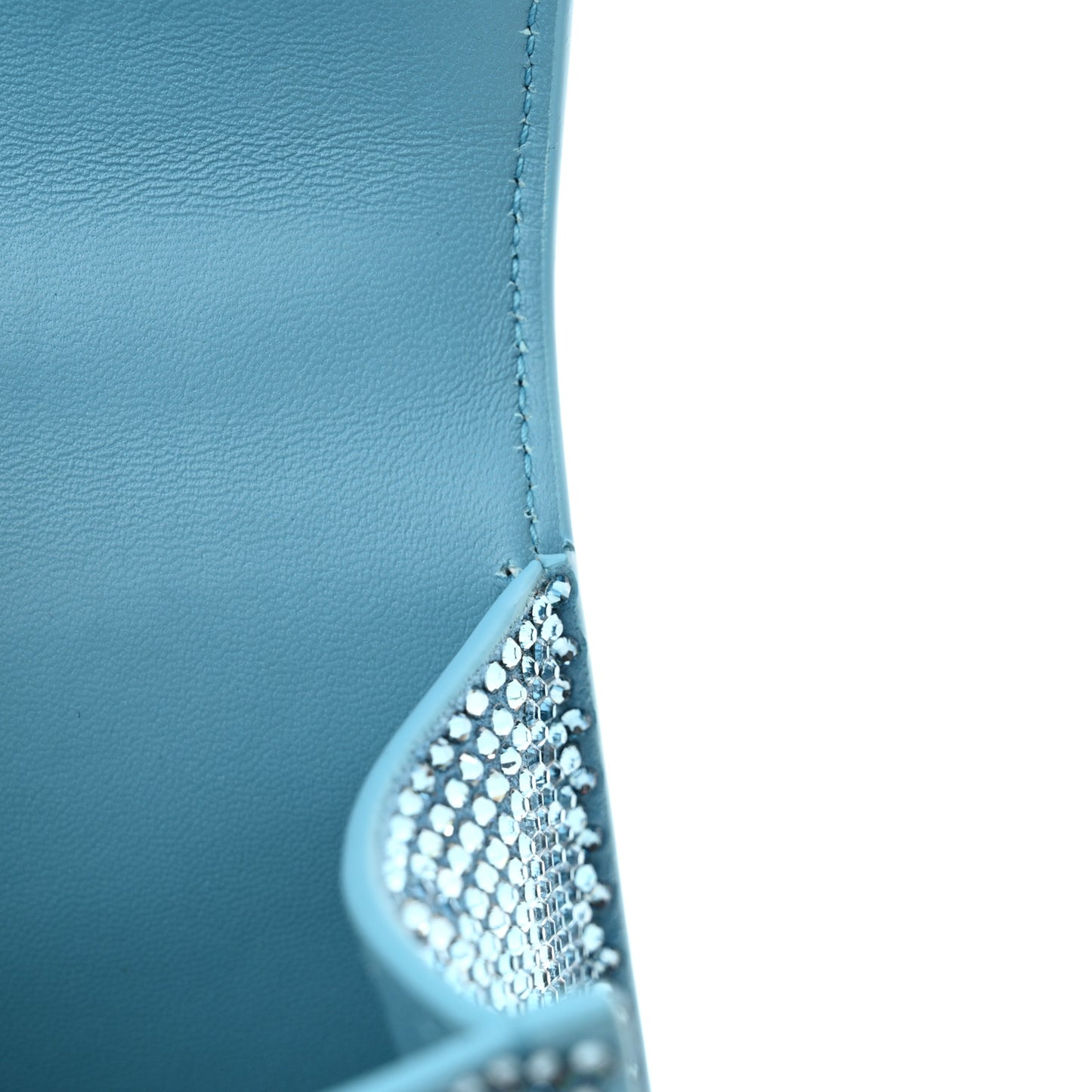 Strass Suede Hourglass Top Handle Bag XS Light Blue