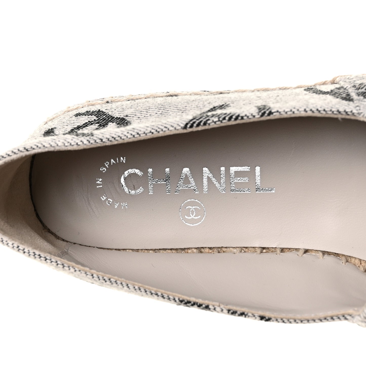 Cotton Jacquard Grosgrain CC Print Espadrilles 38 Grey Black