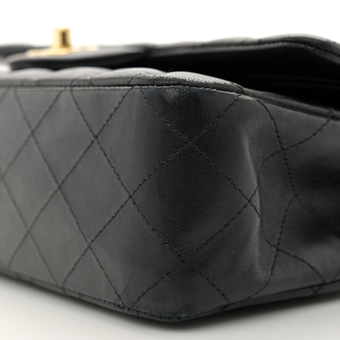 Lambskin Quilted Medium Double Flap Black