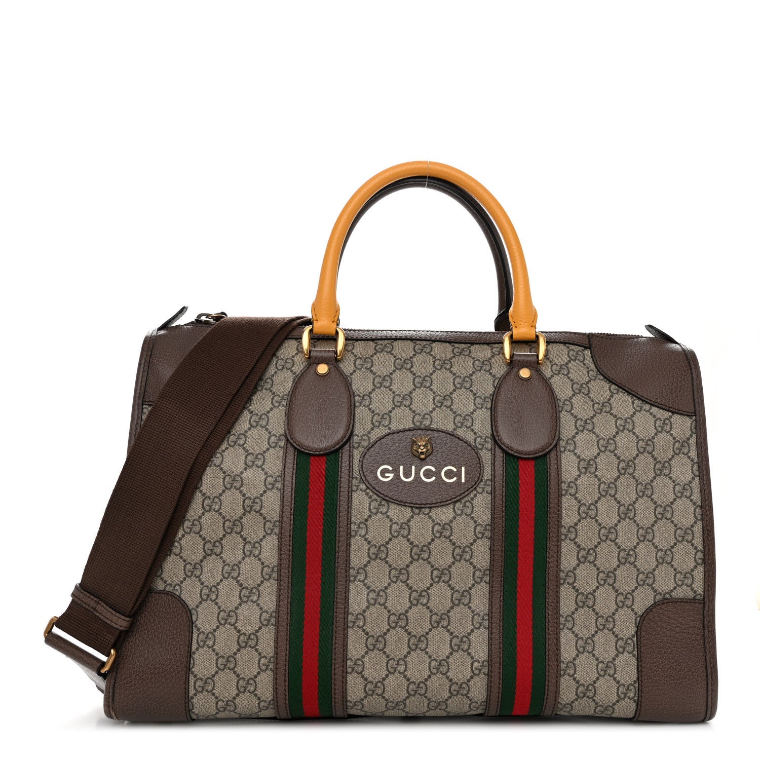 Gucci Soft GG Supreme Monogram Web Large Duffle Bag Beige New Acero Crop 1 of 9