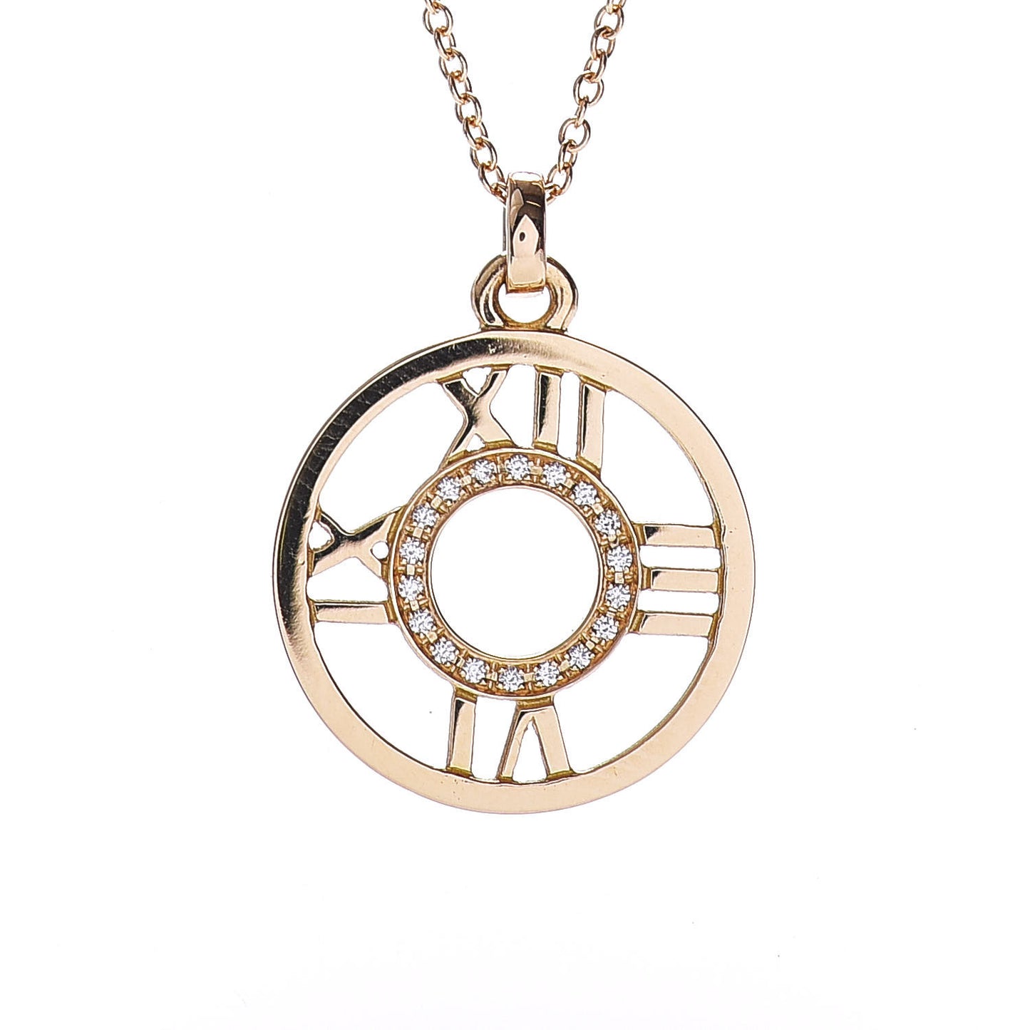 18K Yellow Gold Diamond Small Atlas Open Pendant Necklace
