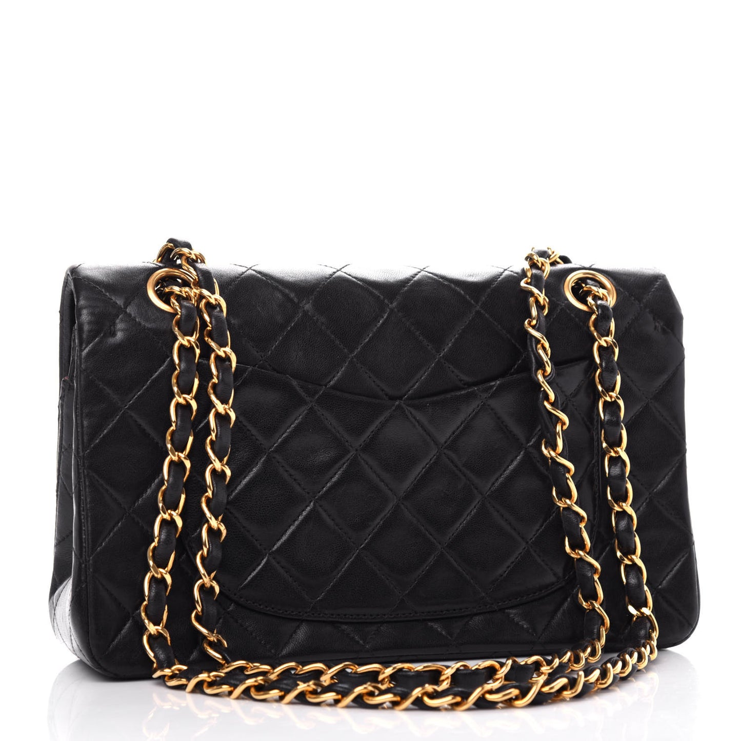 Lambskin Quilted Small Double Flap Black