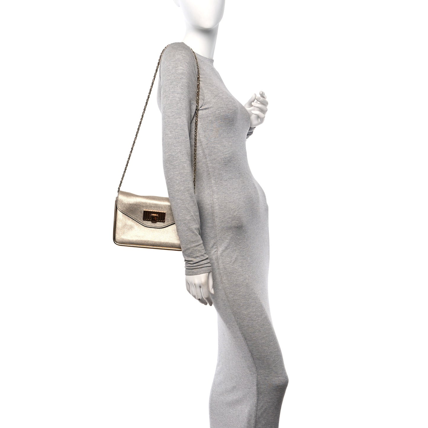 Metallic Calfskin Small Sally Flap Bag Gold