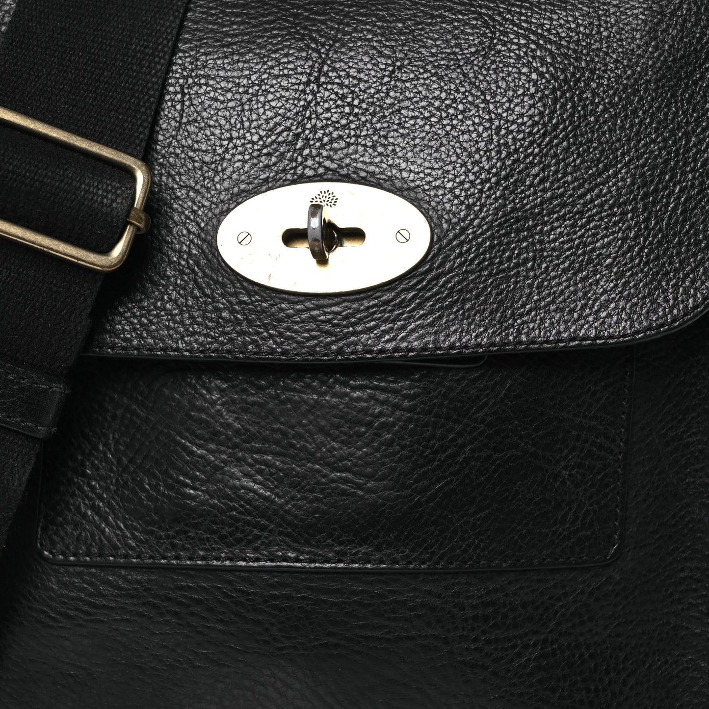 Natural Grain Calfskin Antony Messenger Crossbody Black