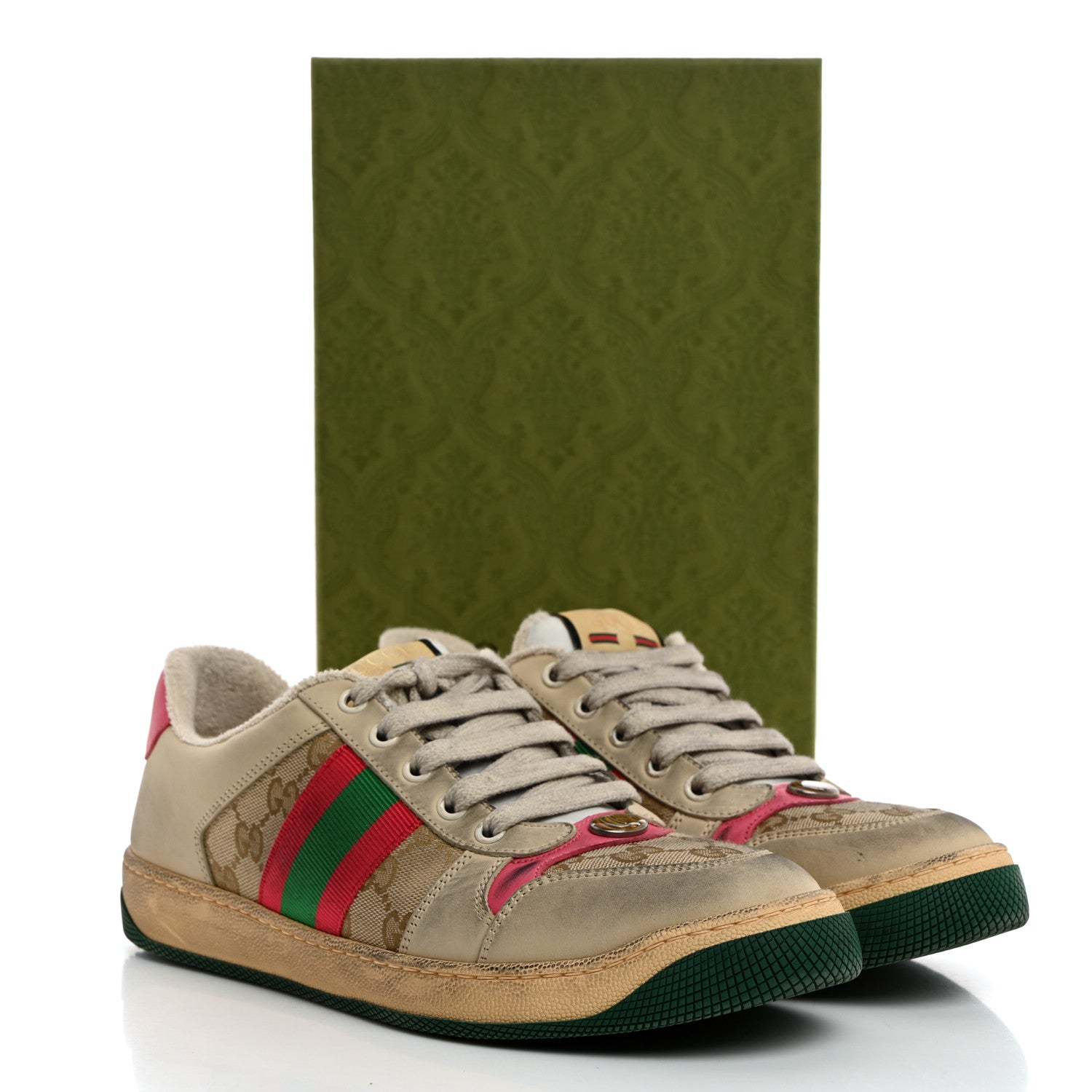 Gucci GG Monogram Nubuck Web Womens Screener Sneakers 39.5 New Sand Dusty Milk Pink 9 of 9