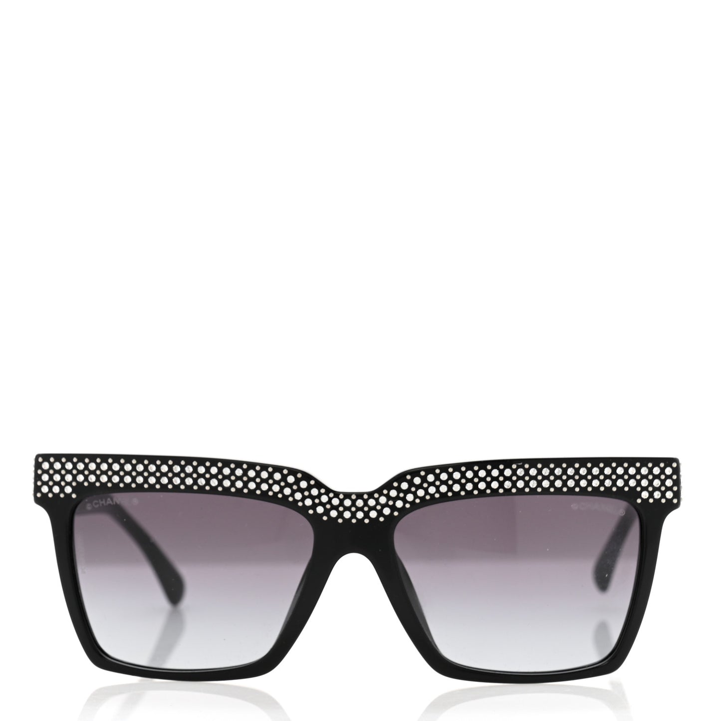 Acetate Strass Rectangle Sunglasses 71539A Black