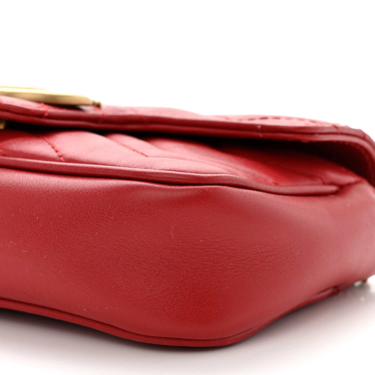 Gucci Calfskin Matelasse Super Mini GG Marmont Shoulder Bag Hibiscus Red 10 of 12