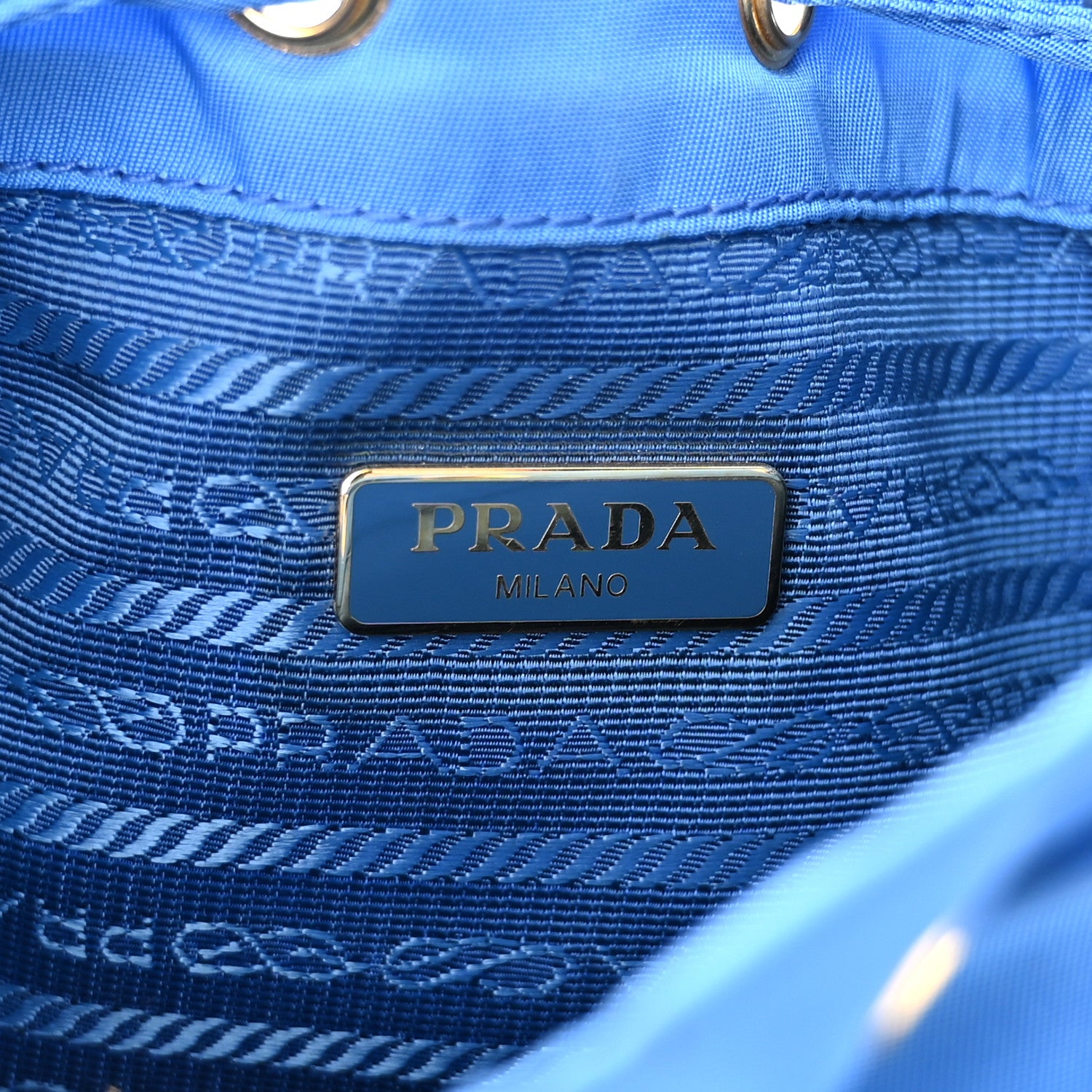Prada Tessuto Nylon Saffiano Mini Bucket Crossbody Bag Azzurro 7 of 14