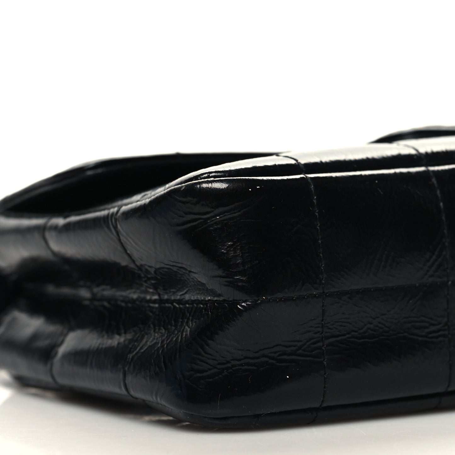 Distress Patent Quilted Mini Chocolate Bar Flap Black