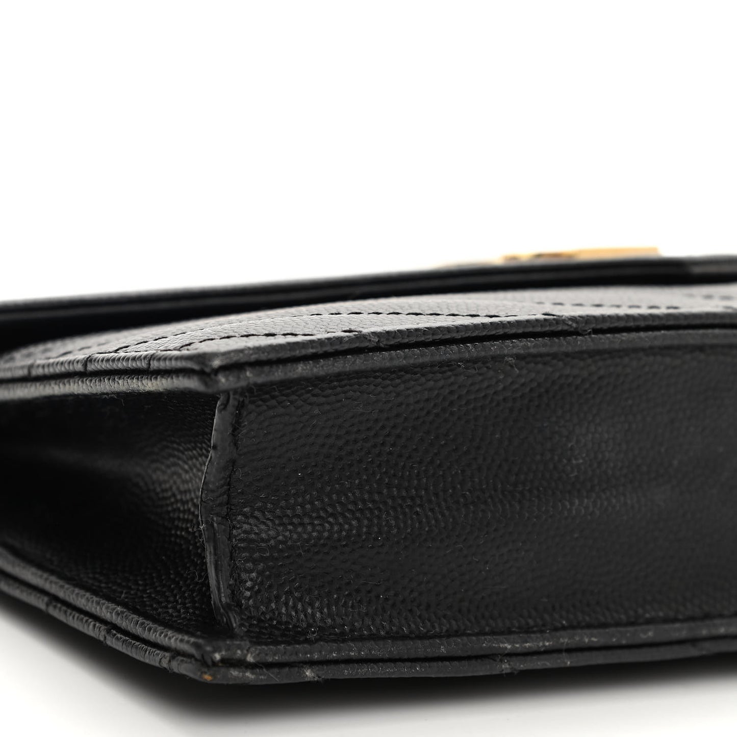 Grain De Poudre Matelasse Chevron Monogram Envelope Chain Wallet Black