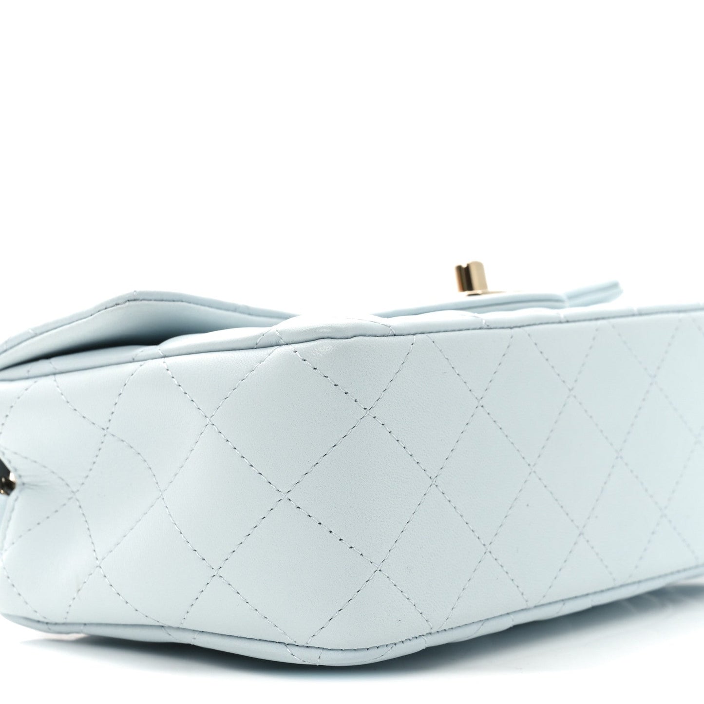 Lambskin Quilted Mini Rectangular Flap Light Blue