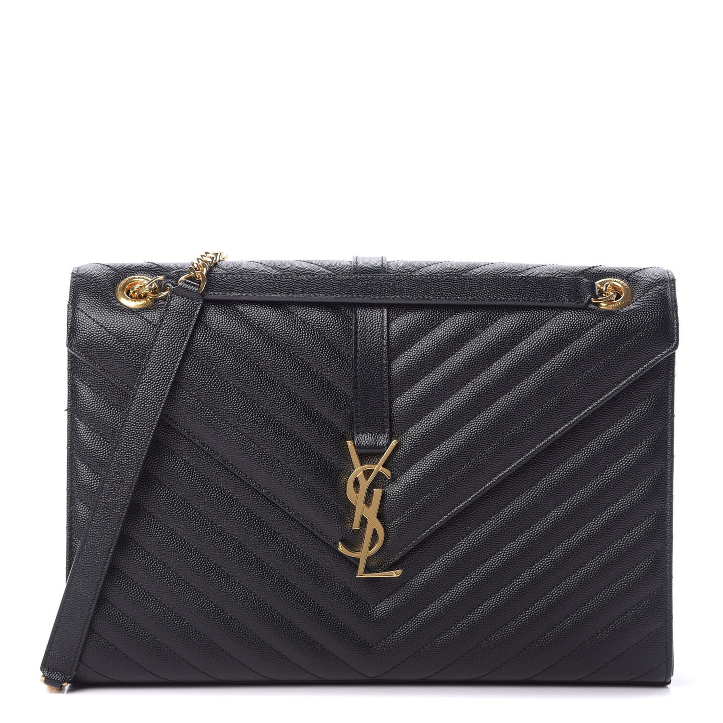Grain De Poudre Matelasse Chevron Large Monogram Satchel Black