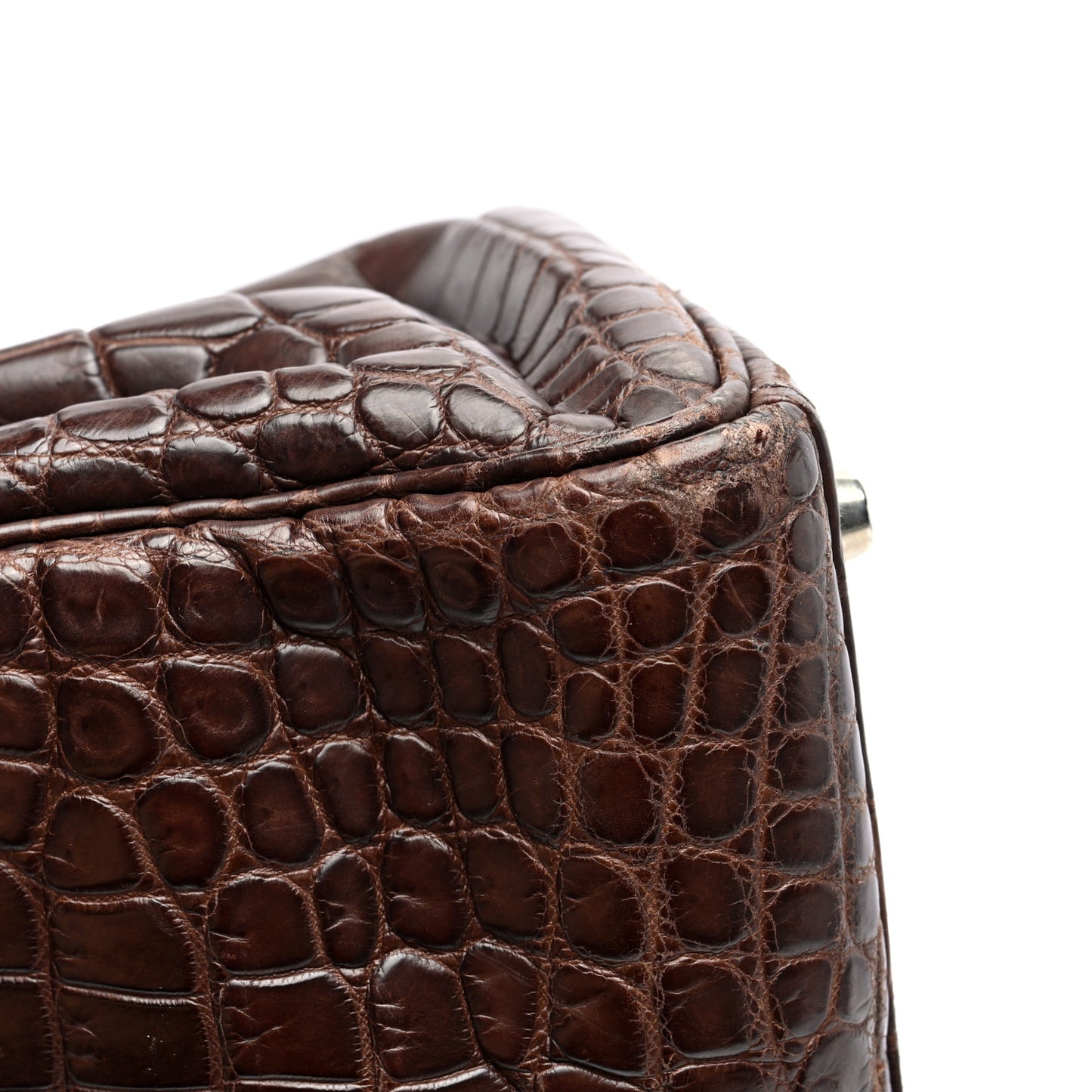 Matte Niloticus Crocodile Kelly Retourne 28 Havane