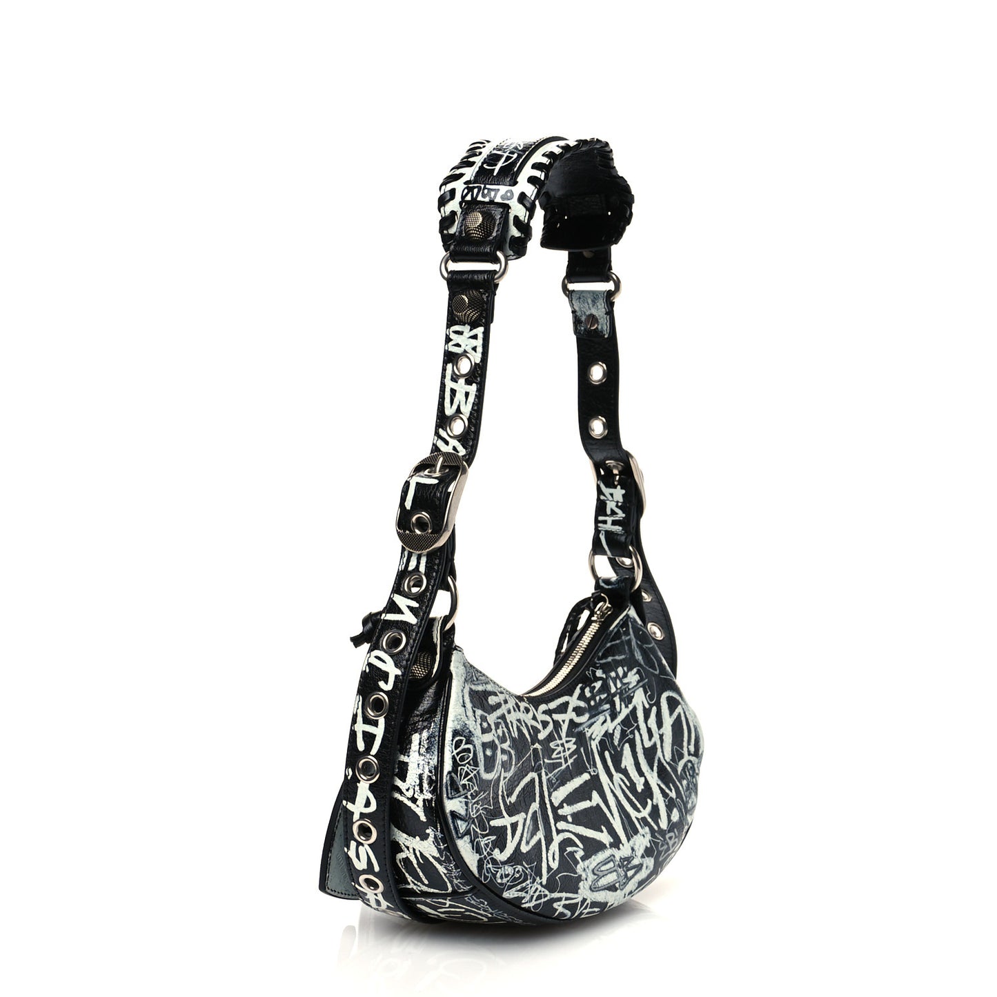 Agneau Arena Graffiti Le Cagole Shoulder Bag XS Black