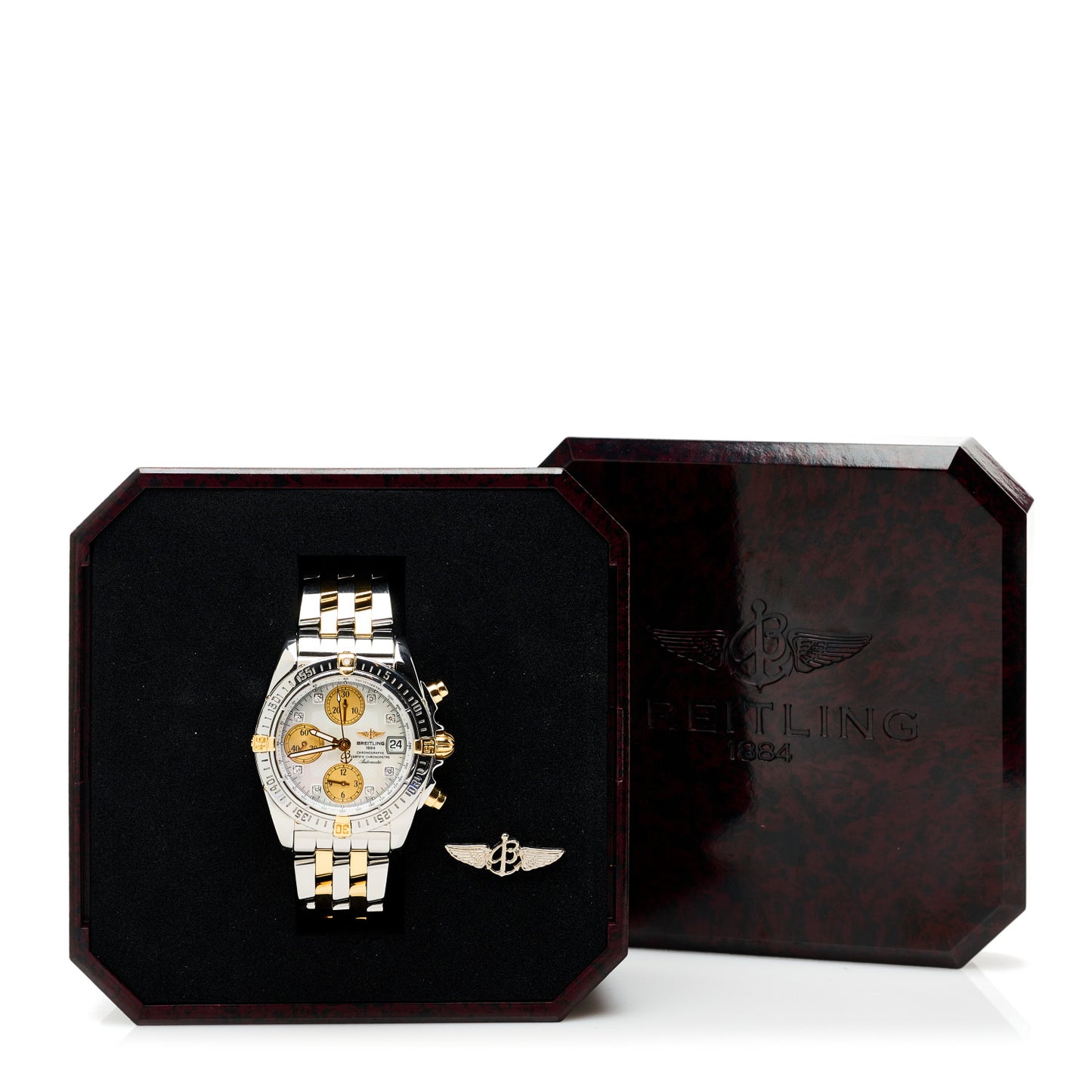 Stainless Steel 18K Yellow Gold Diamond 39mm Cockpit Chronograph Automatic Watch B13357