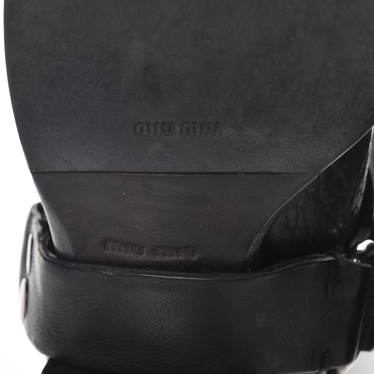 Miu Miu Calfskin Harness Motorcycle Boots 39 Black 10 of 10