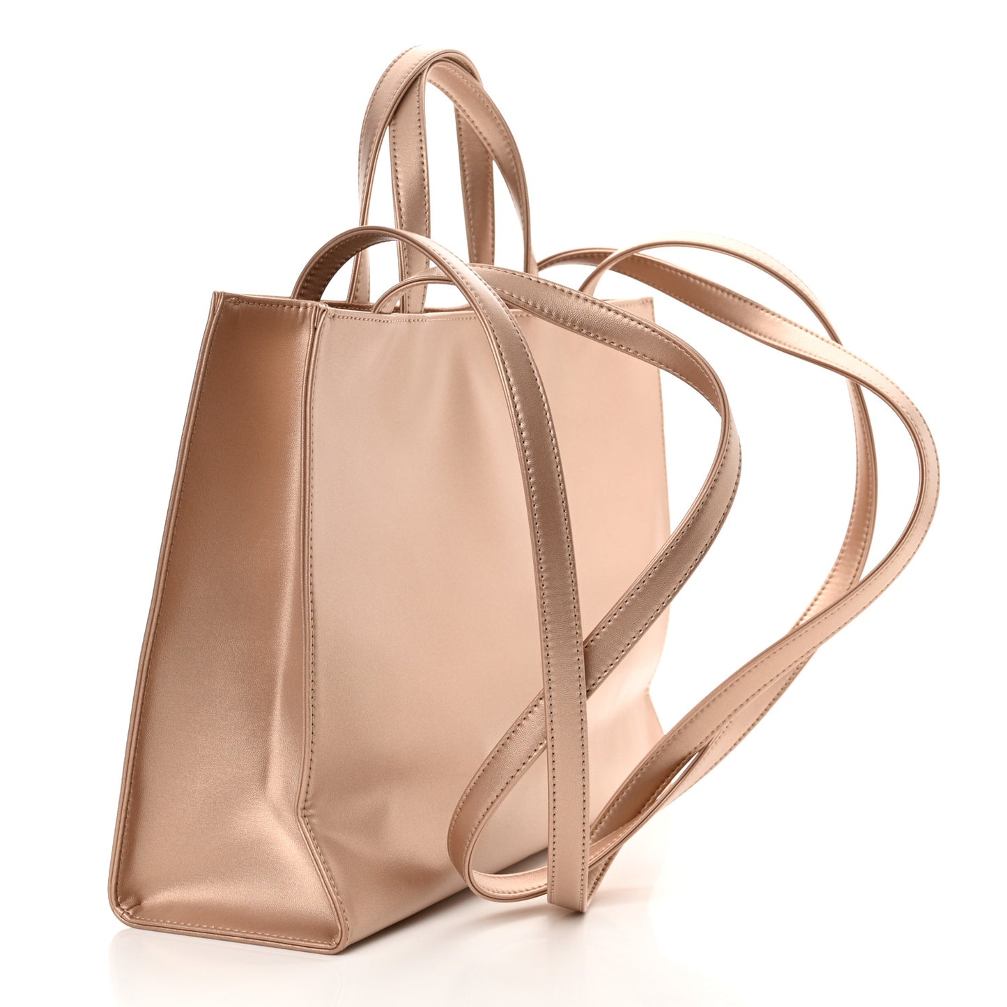 Metallic Vegan Leather Medium Shopping Bag Copper