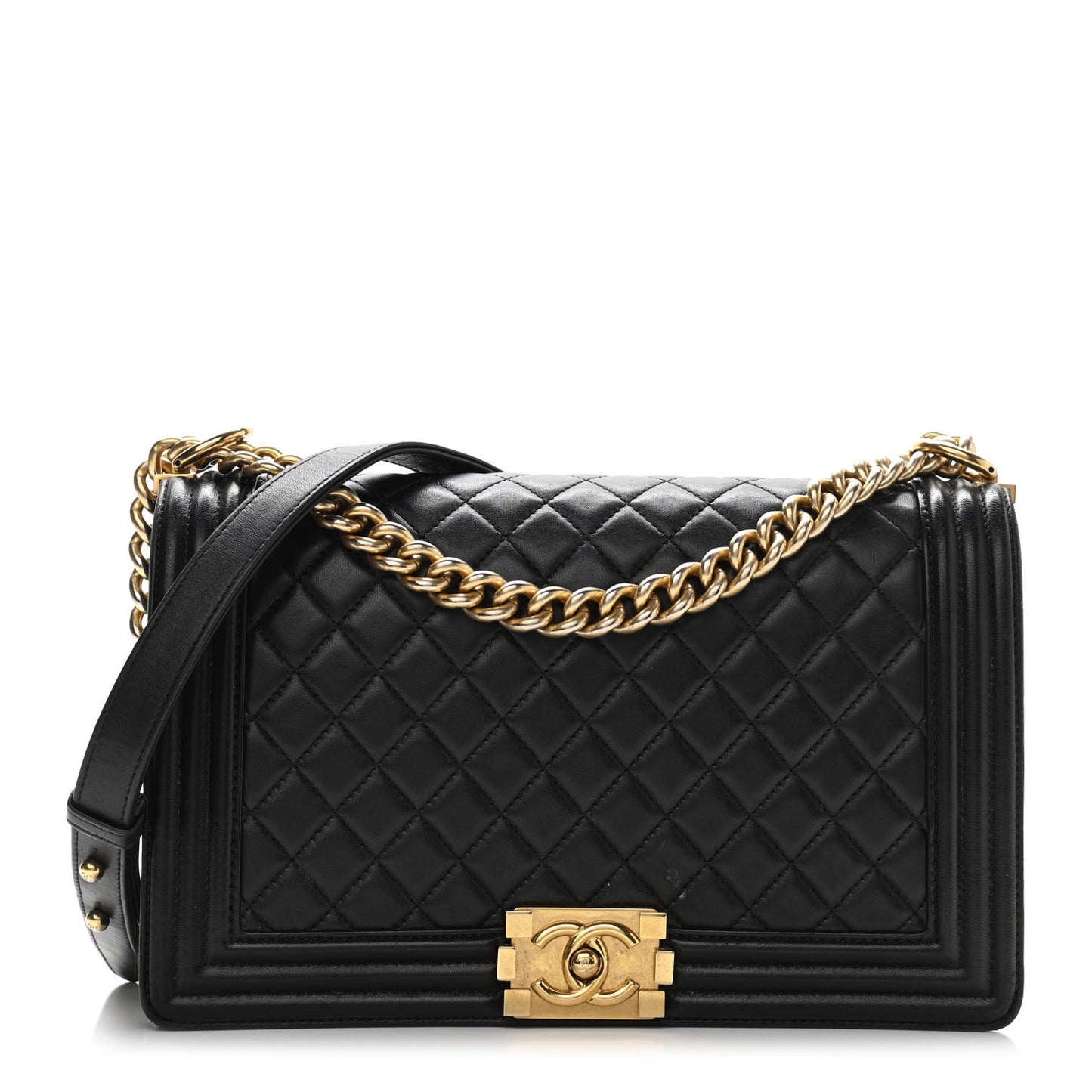 Lambskin Quilted New Medium Boy Flap Black