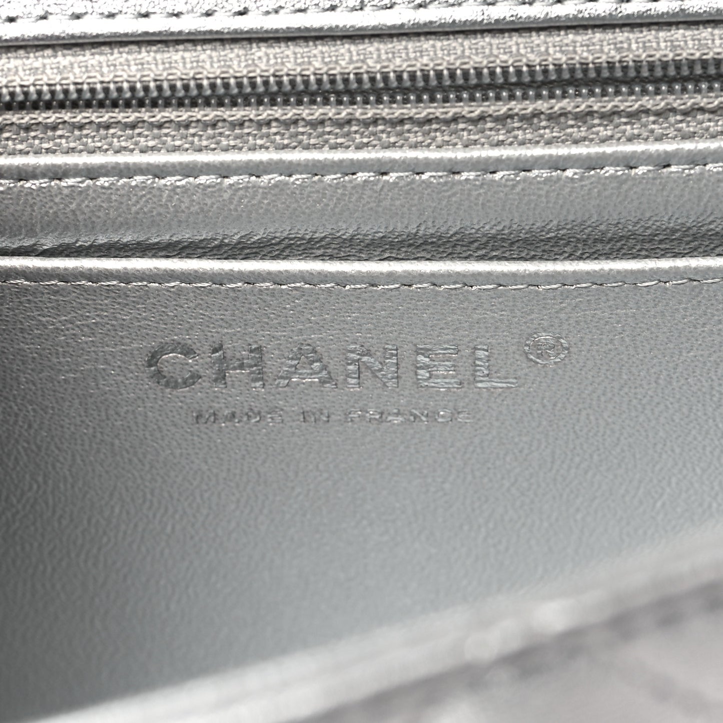 Metallic Lambskin Quilted Mini Rectangular Flap Silver