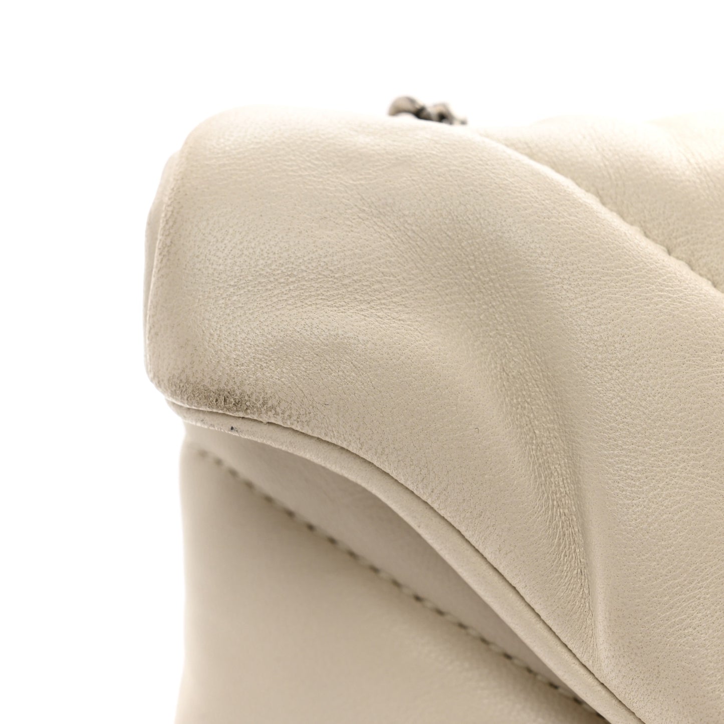 Lambskin Quilted Toy Loulou Puffer Monogram Chain Satchel Blanc Vintage