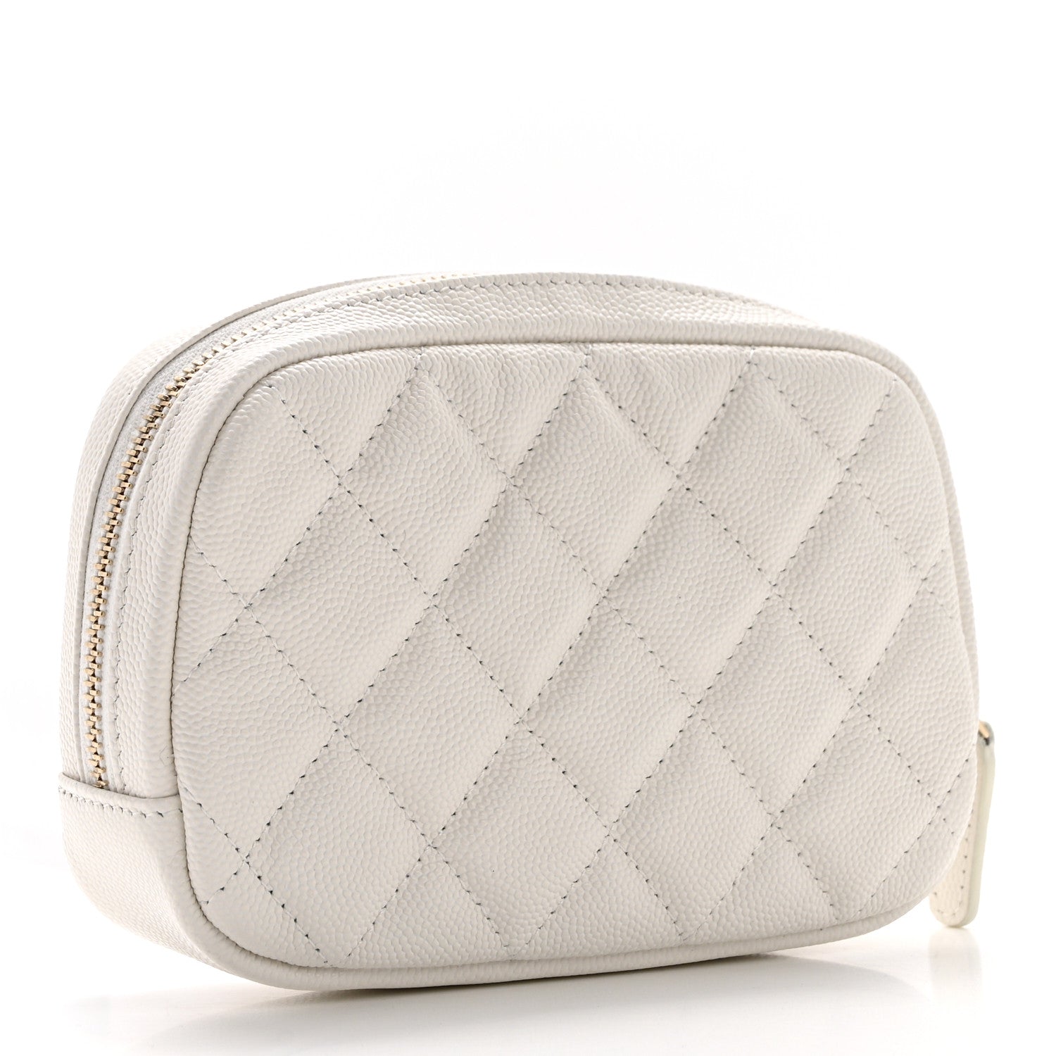 Chanel Caviar Quilted Small Curvy Pouch Cosmetic Case White 3 of 8