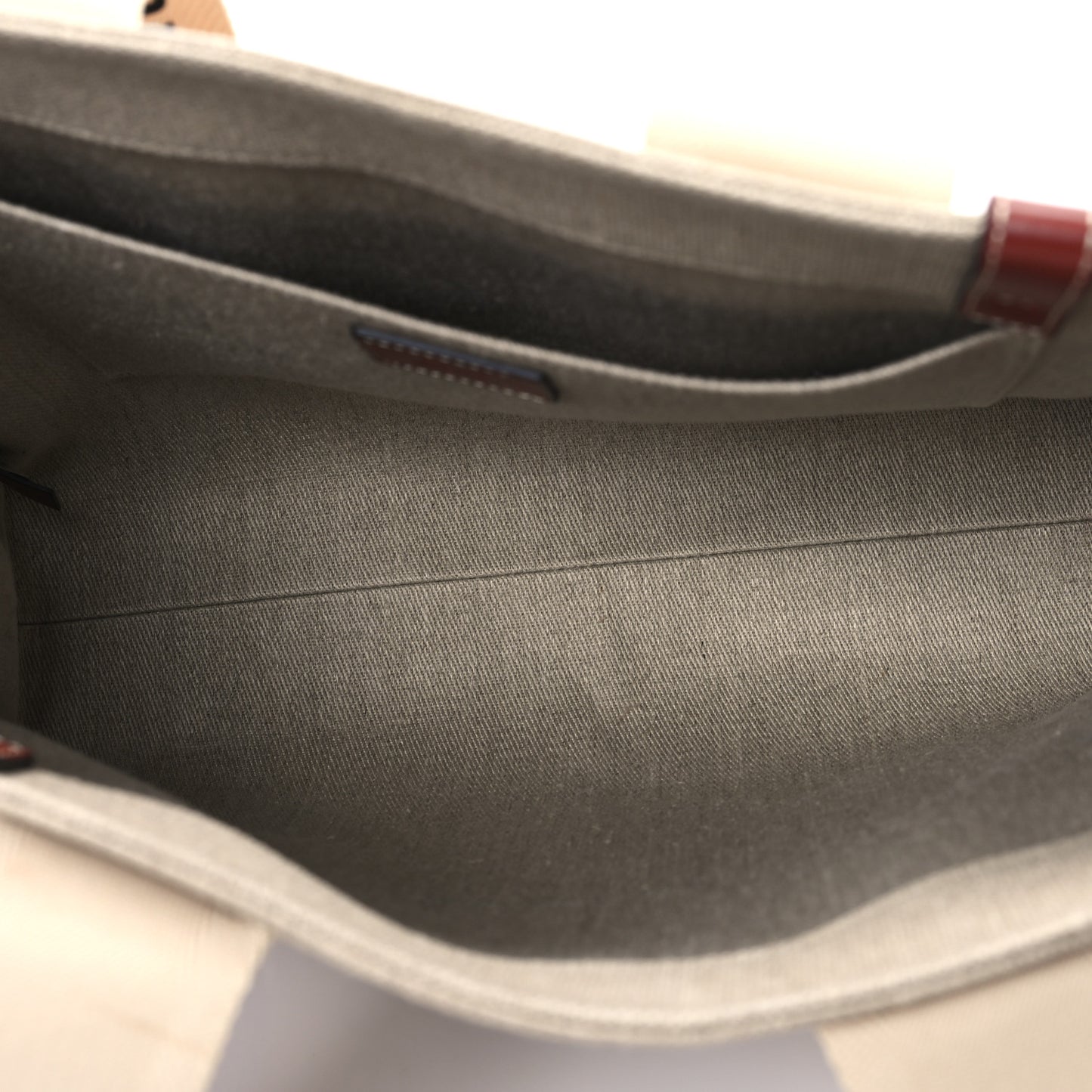 Linen Calfskin Medium Woody Ribbon Tote White Brown