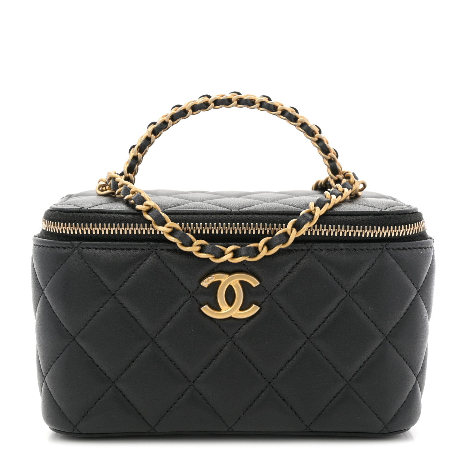 Chanel Lambskin Quilted Pick Me Up Vanity Case Black 1835216