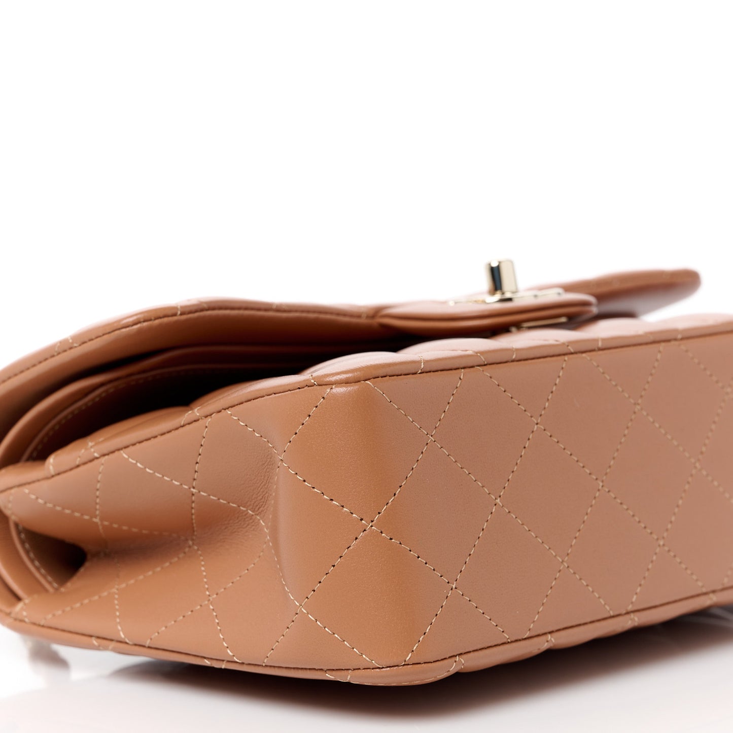 Lambskin Quilted Small Double Flap Brown