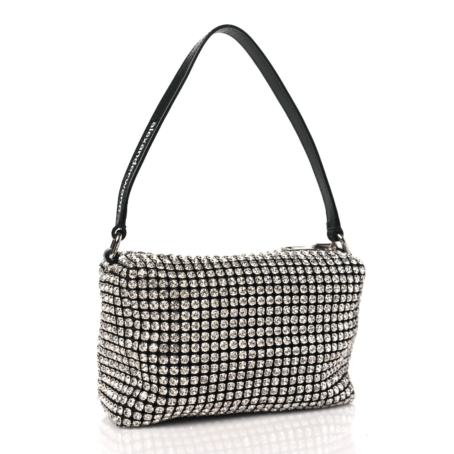 Alexander Wang Mesh Crystal Rhinestone Mini Heiress Pouch Black Silver 3 of 10