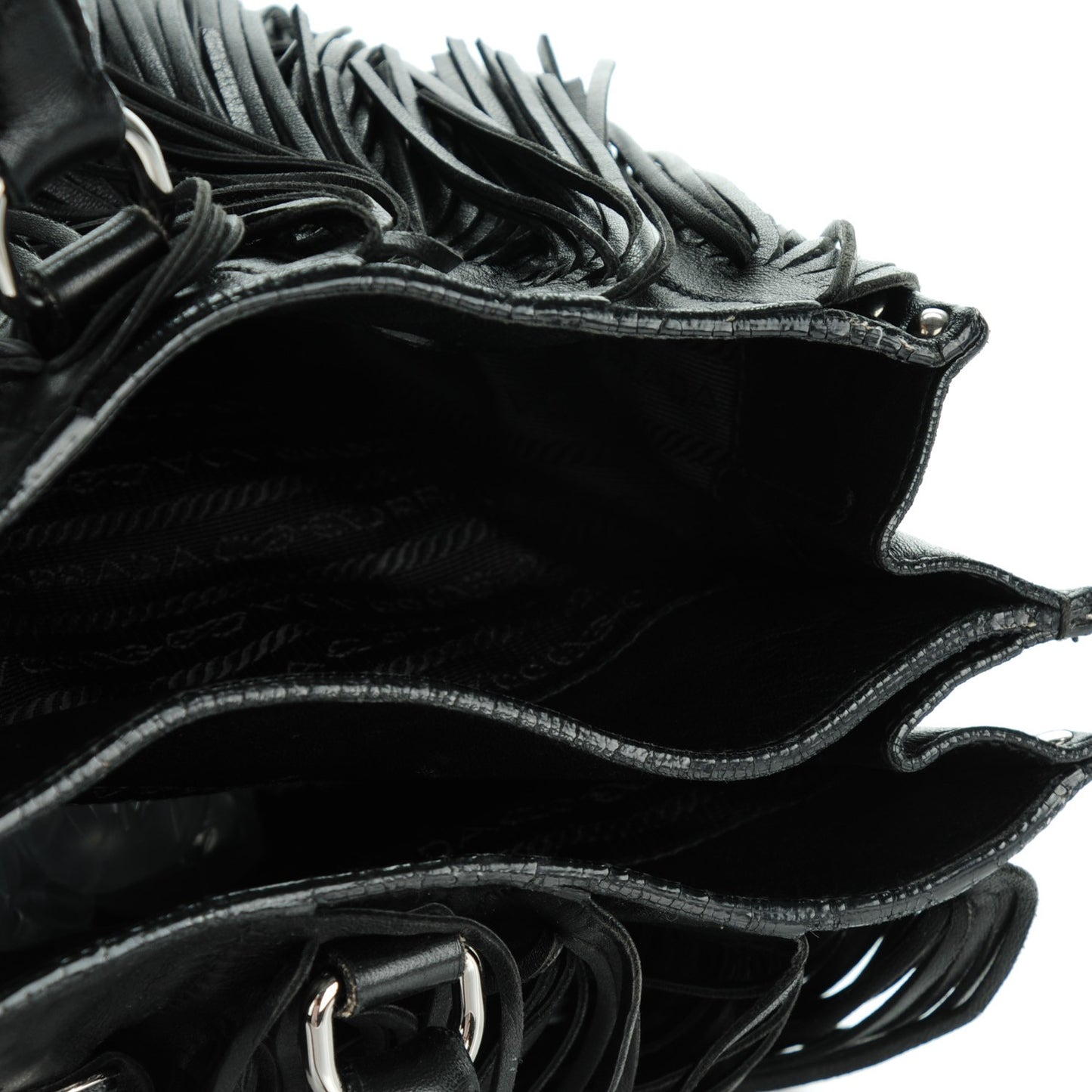 Nappa Fringe Tote Nero Black