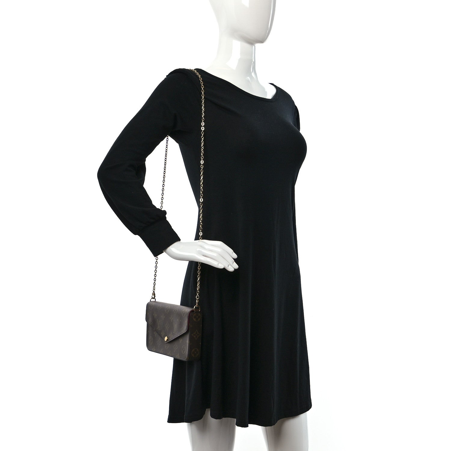 Louis Vuitton Monogram Pochette Felicie Chain Wallet Fuchsia 2 of 13