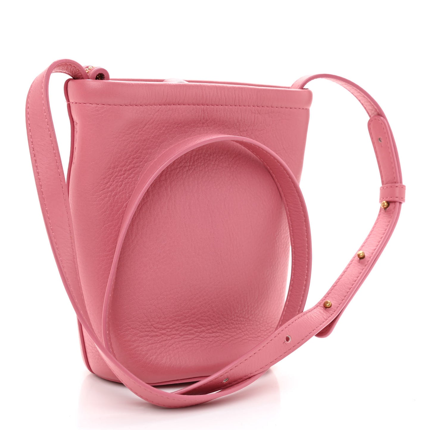 Pebbled Calfskin Mini Zip Bucket Bag Pink
