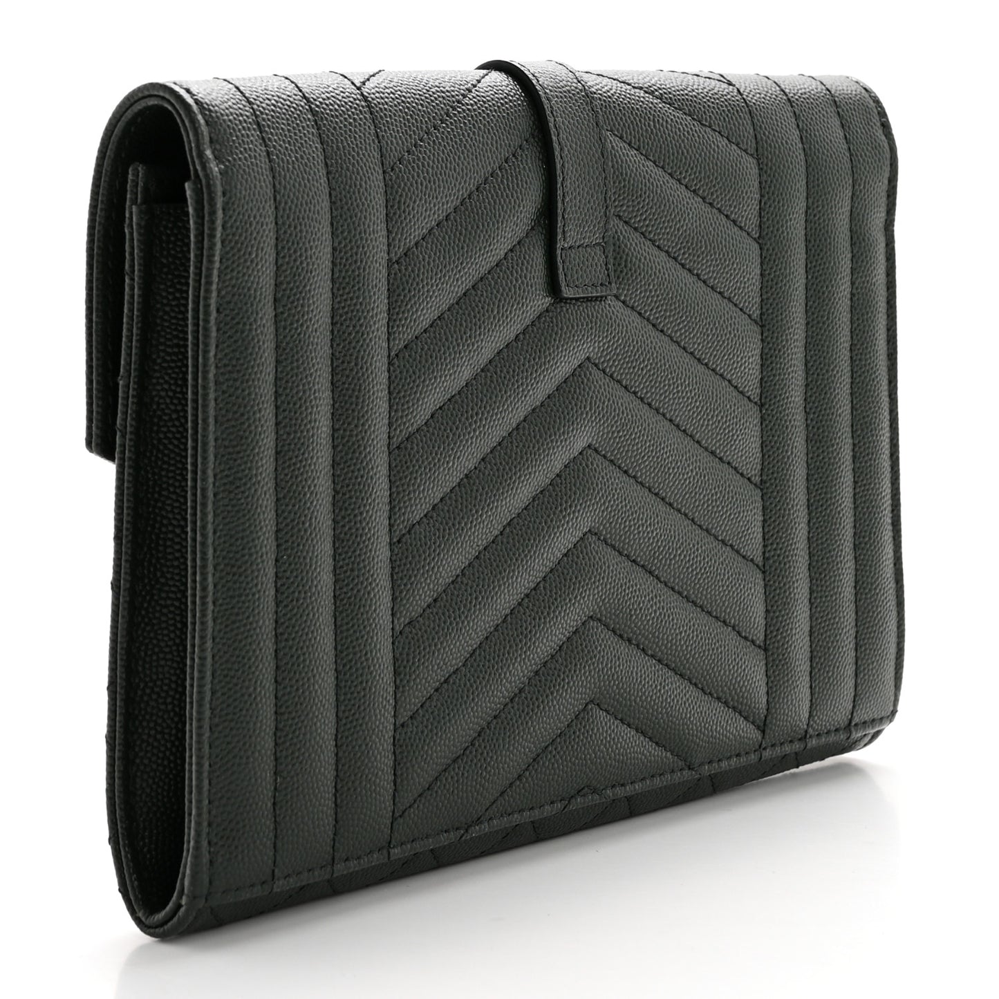 Grain De Poudre Textured Mixed Matelasse Triquilt Monogram Clutch Vert Fonce
