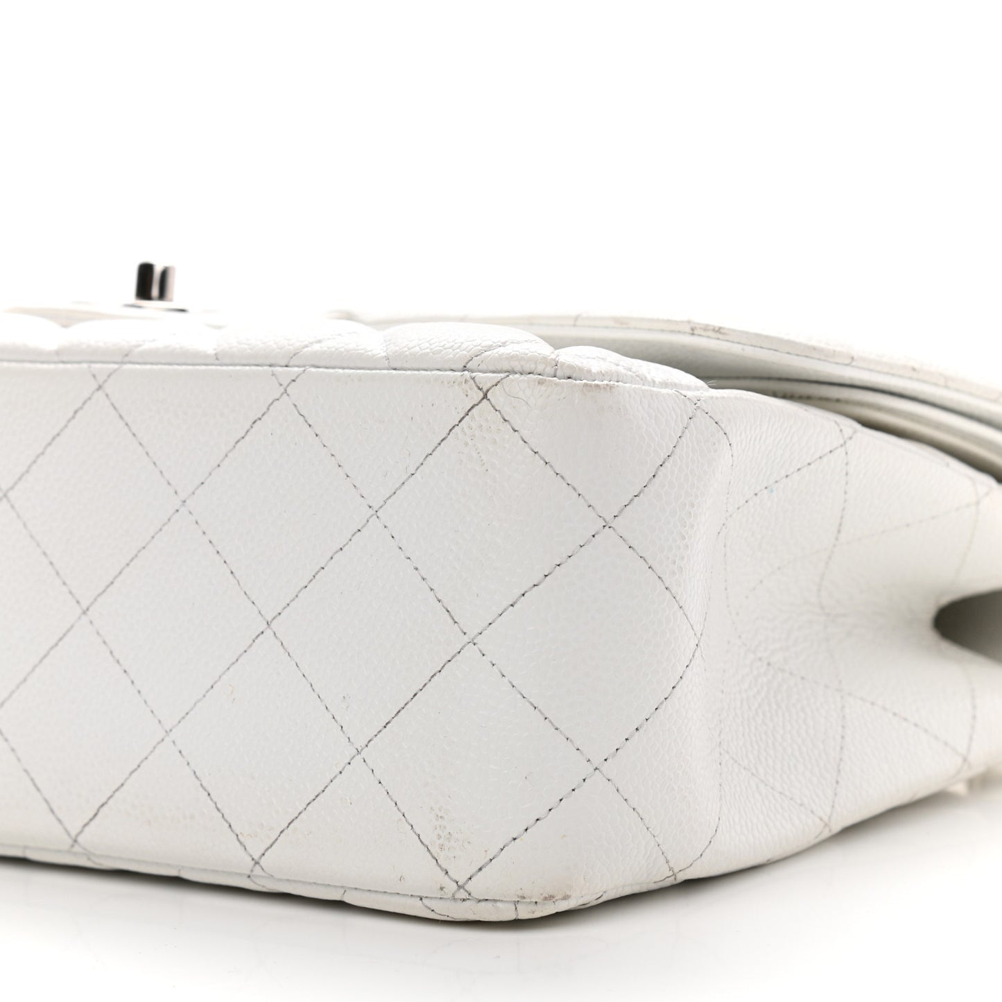 Caviar Quilted Jumbo Double Flap White