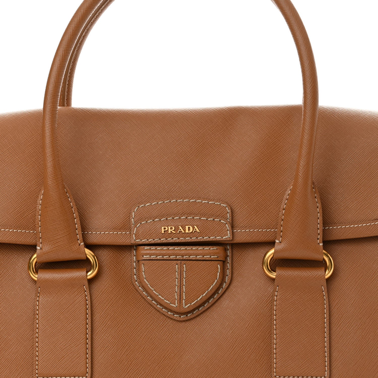 Prada Saffiano Flap Tote Caramel 7 of 9