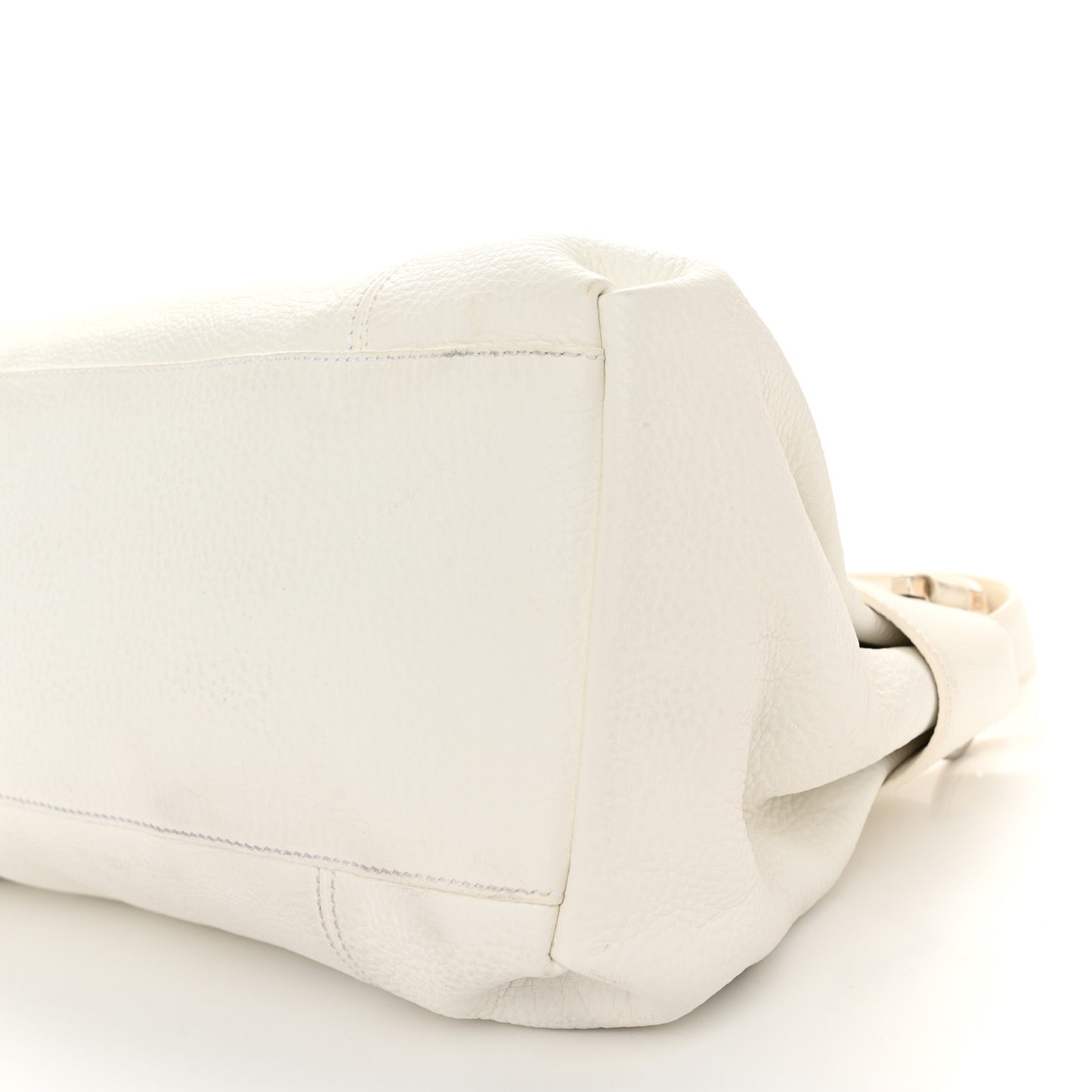 Grained Calfskin Gancini Shoulder Bag White