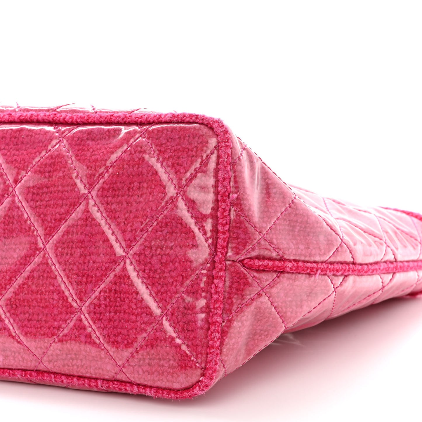 Vinyl Quilted Funny Tweed Tote Fuchsia