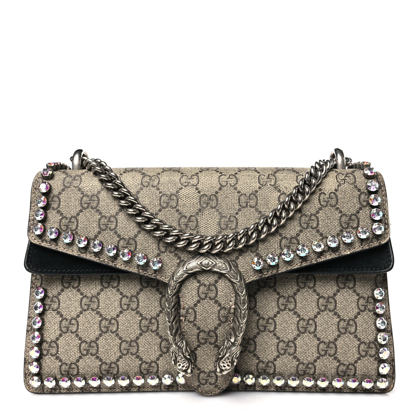 GG Supreme Monogram Crystal Small Dionysus Shoulder Bag Black