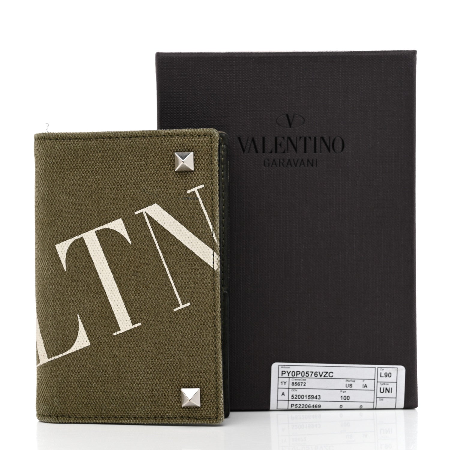 Valentino Garavani Canvas Rockstud VLTN Bi-Fold Wallet Olive 11 of 11