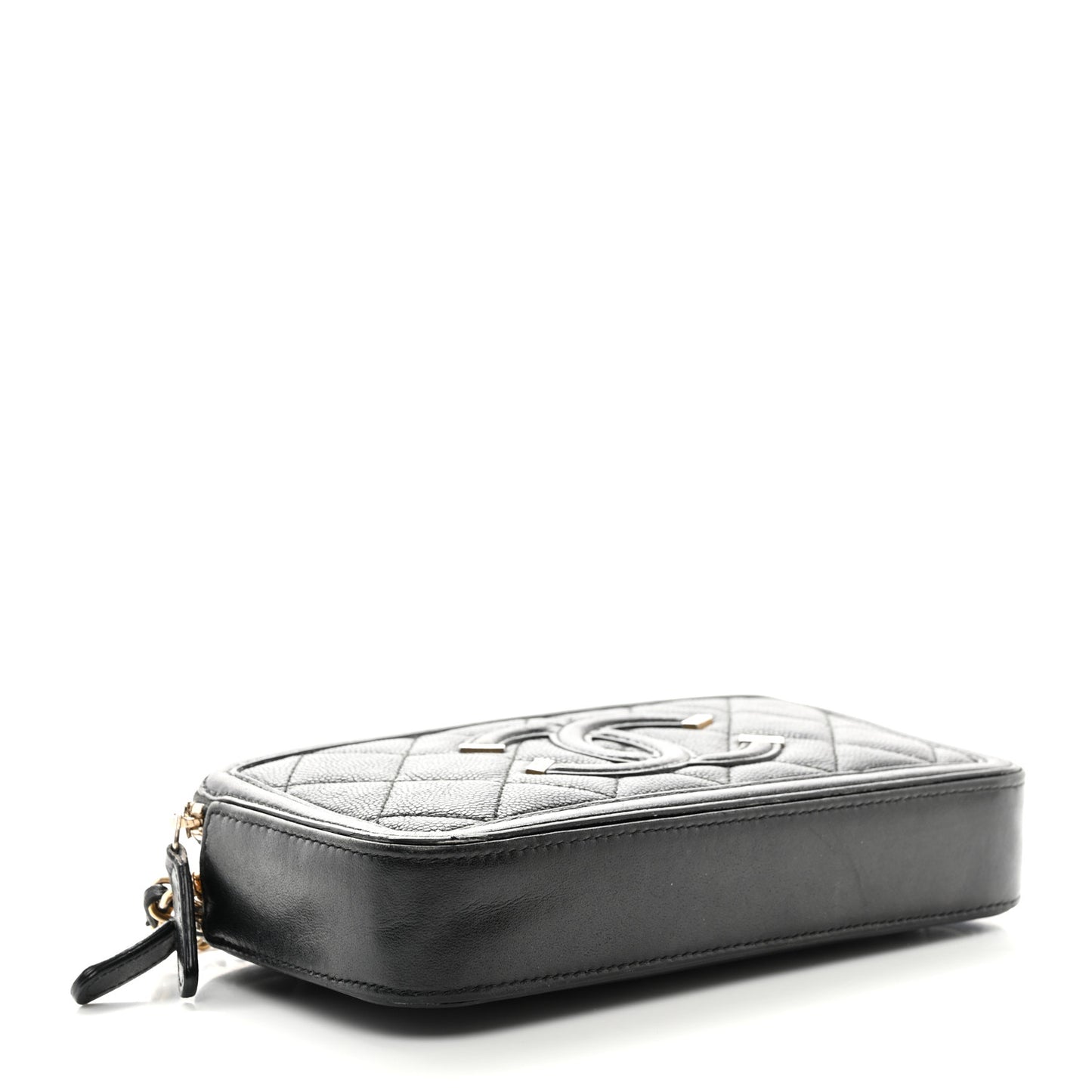 Caviar Quilted CC Filigree Clutch With Chain Black