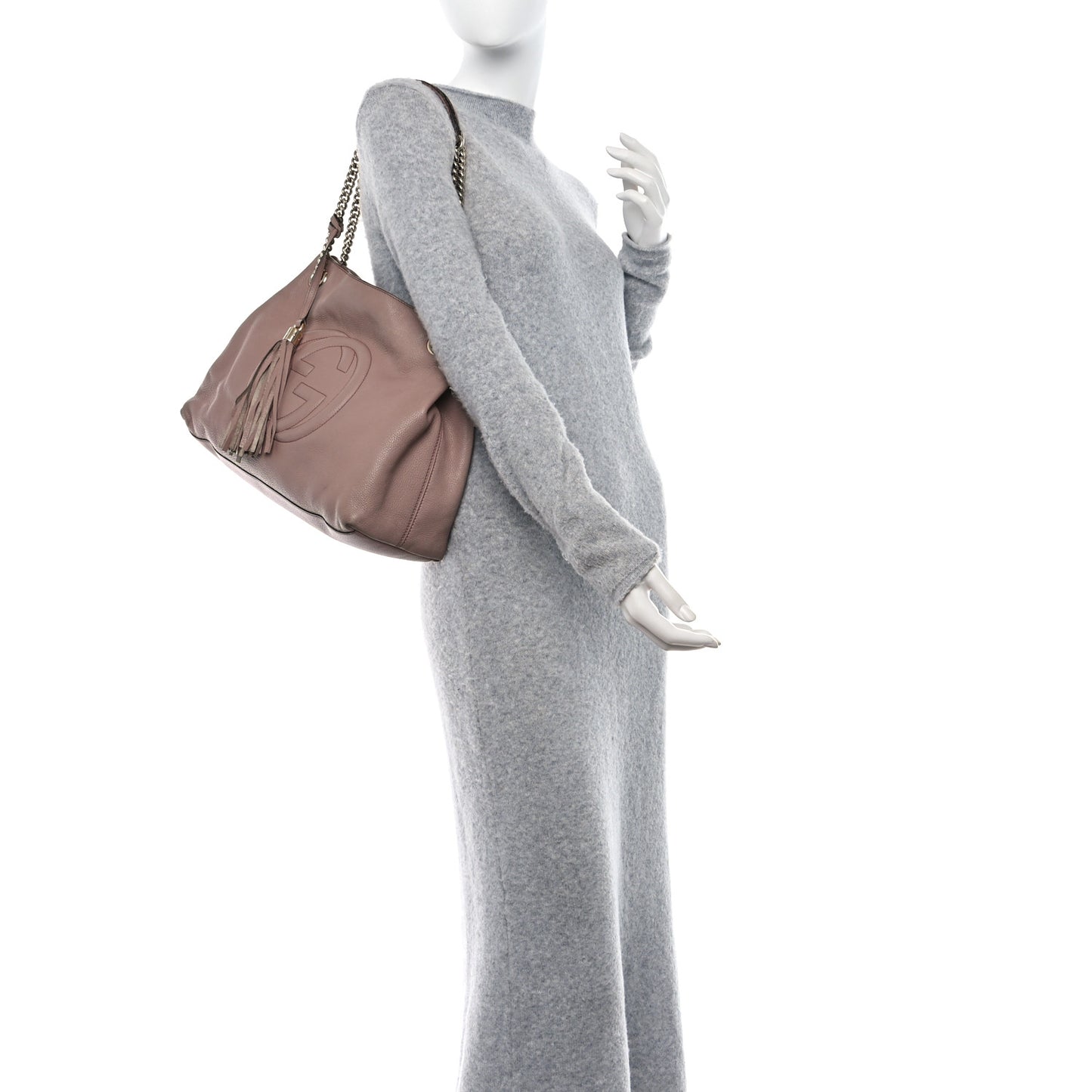 Pebbled Calfskin Medium Soho Chain Shoulder Bag Dark Cipria