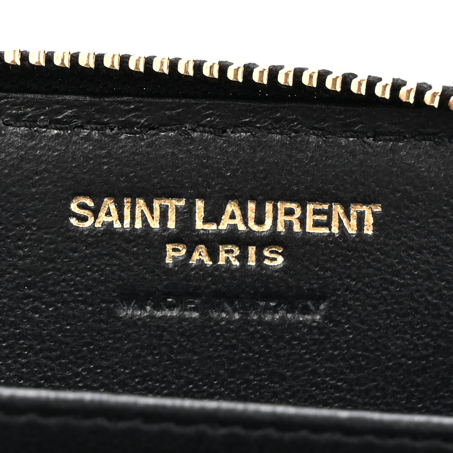 Lambskin Matelasse Chevron Monogram Cassandre Compact Zip Around Card Wallet Black