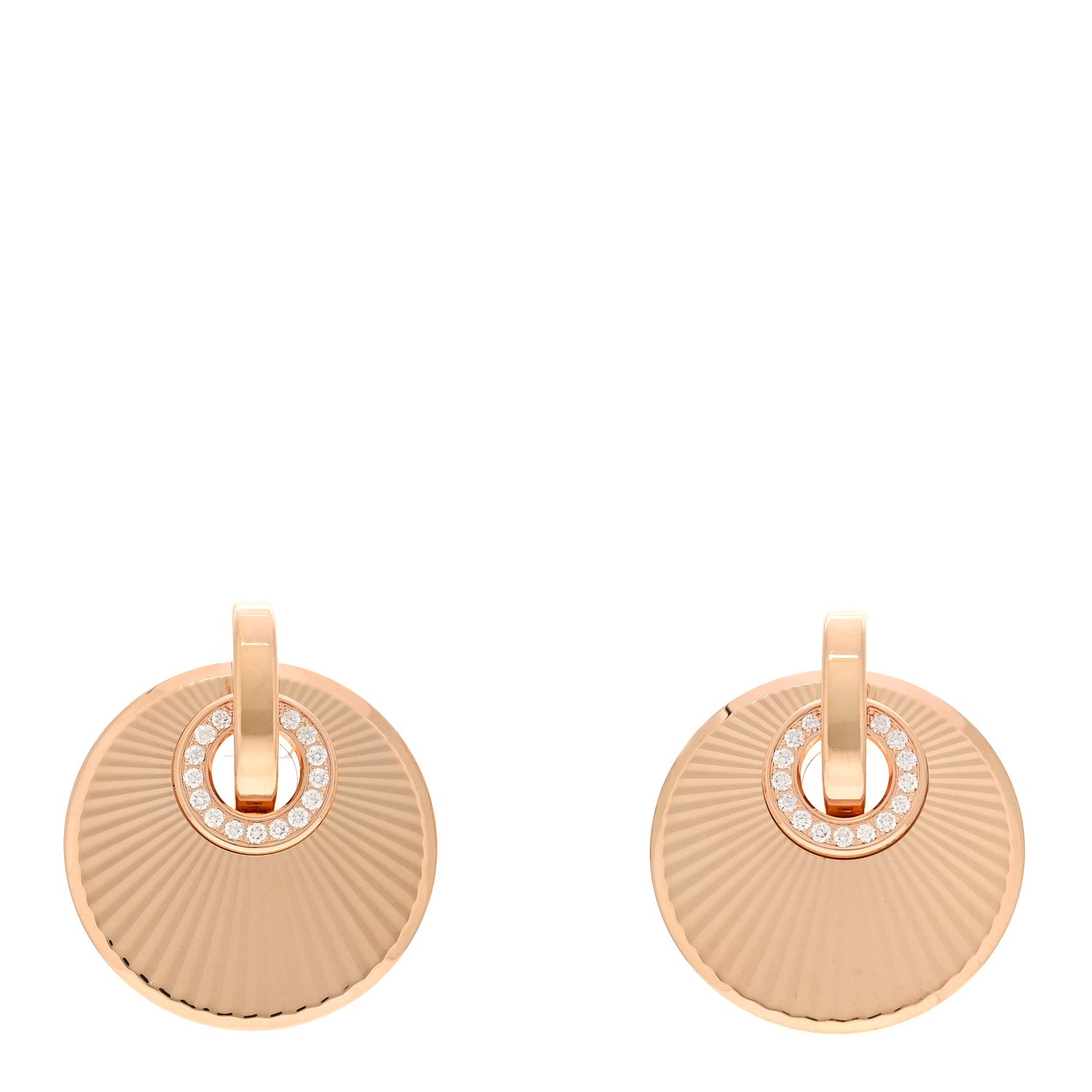 Chopard 18K Rose Gold Diamond Xtravaganza Round Drop Earrings 1 of 5