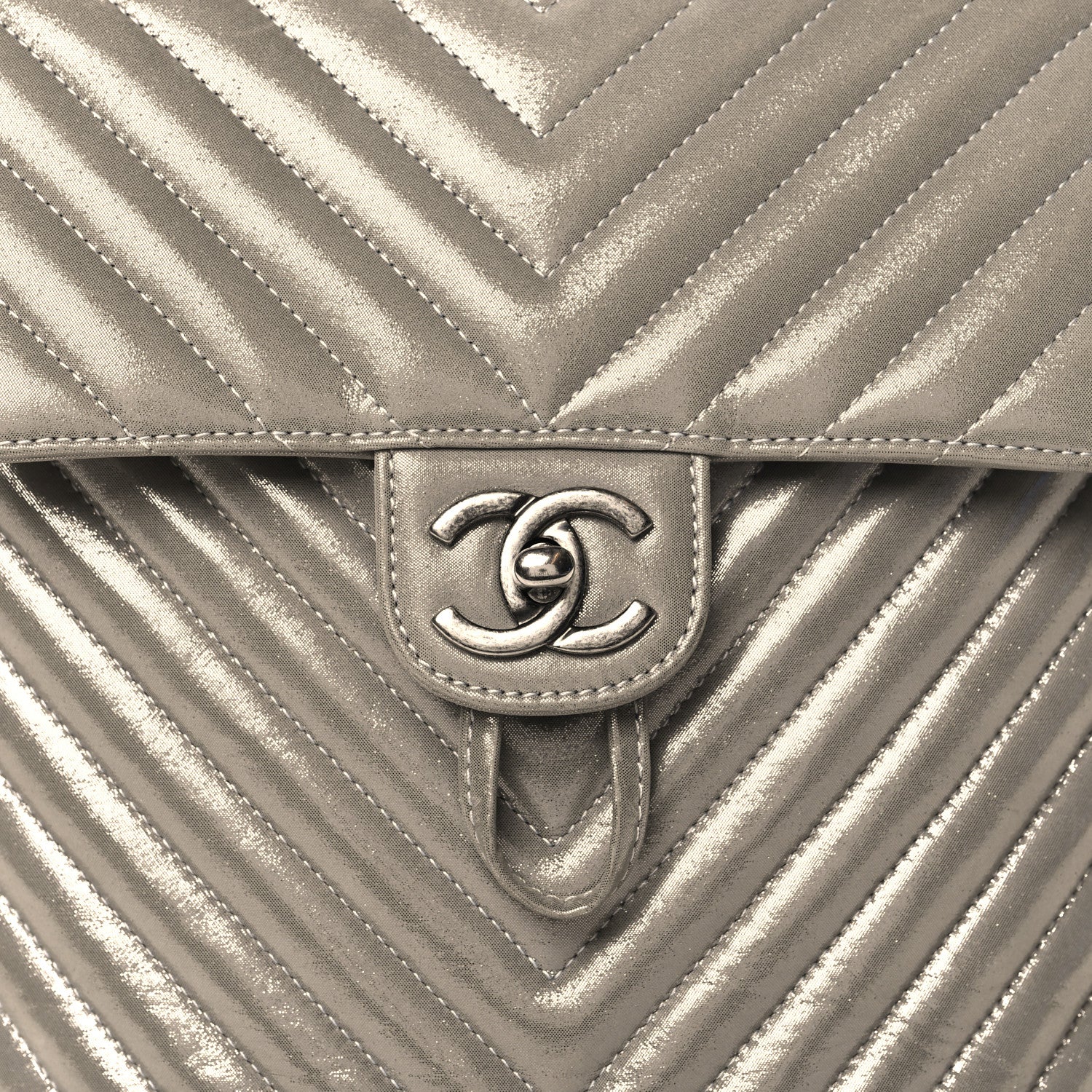 Chanel Iridescent Calfskin Chevron Quilted Small Urban Spirit Backpack Silver 8 of 11