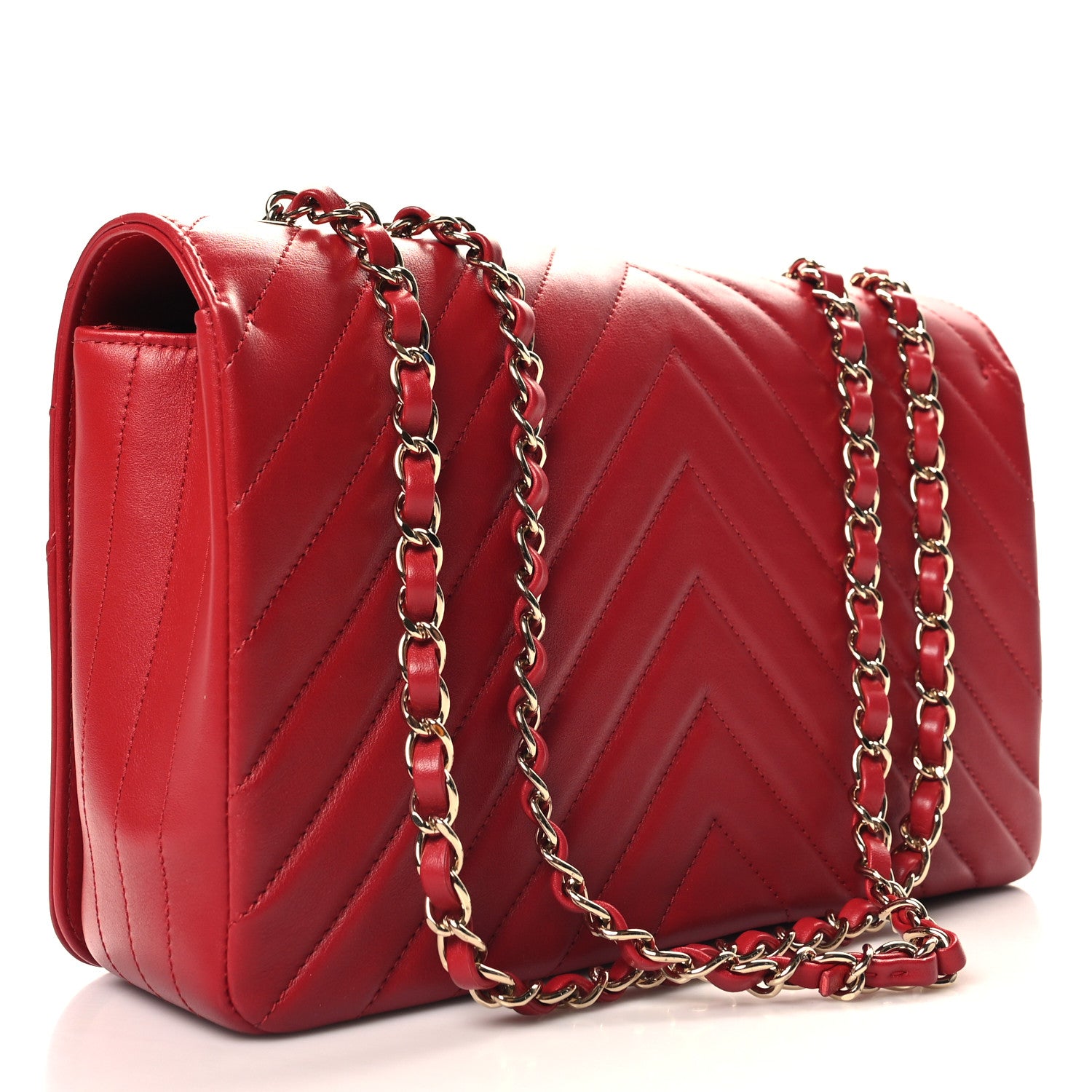Chanel Calfskin Chevron Quilted Large Statement Flap Red 2 of 9