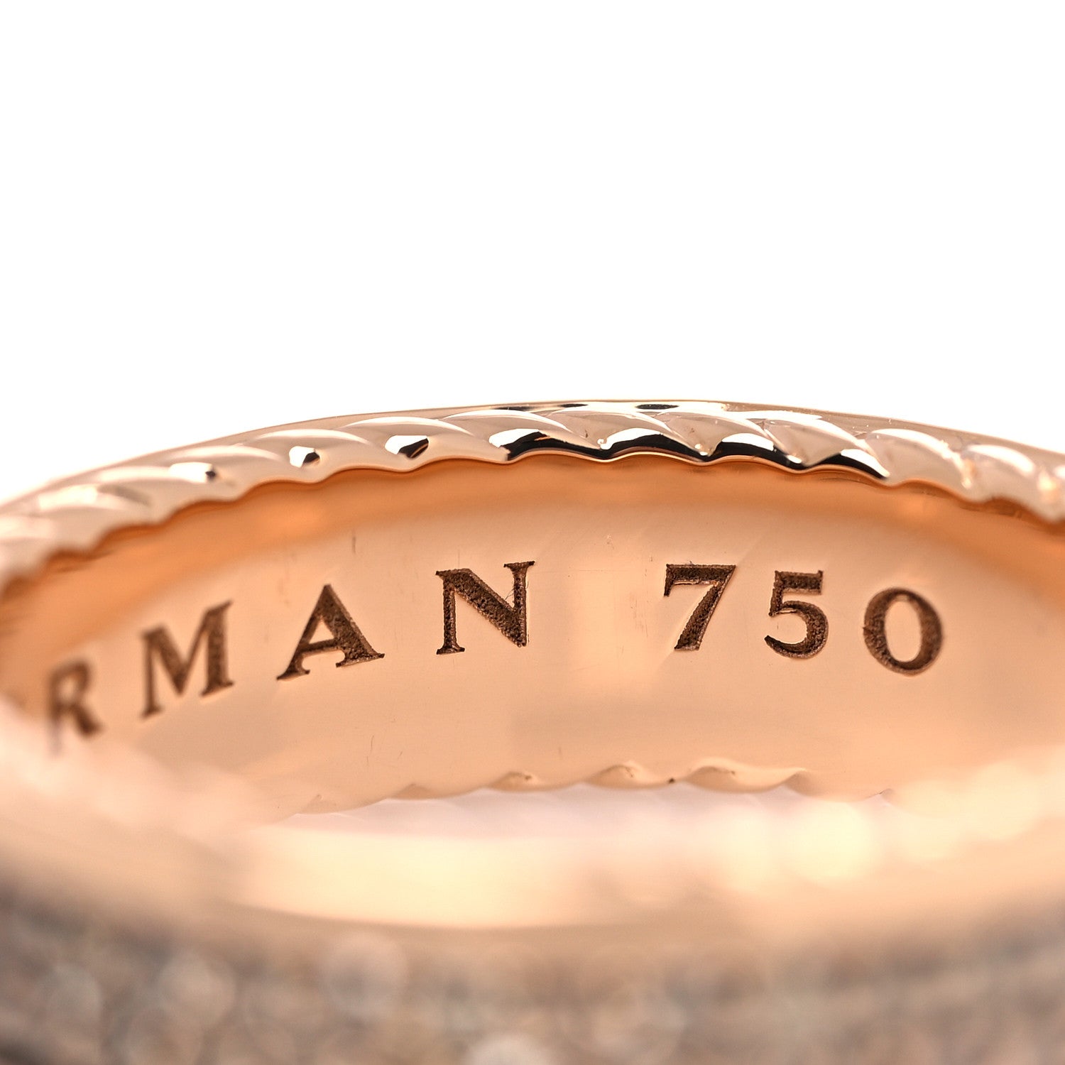 David Yurman 18K Rose Gold Cognac Diamond Streamline Two Row Pave Band Ring 65 11 5 of 5