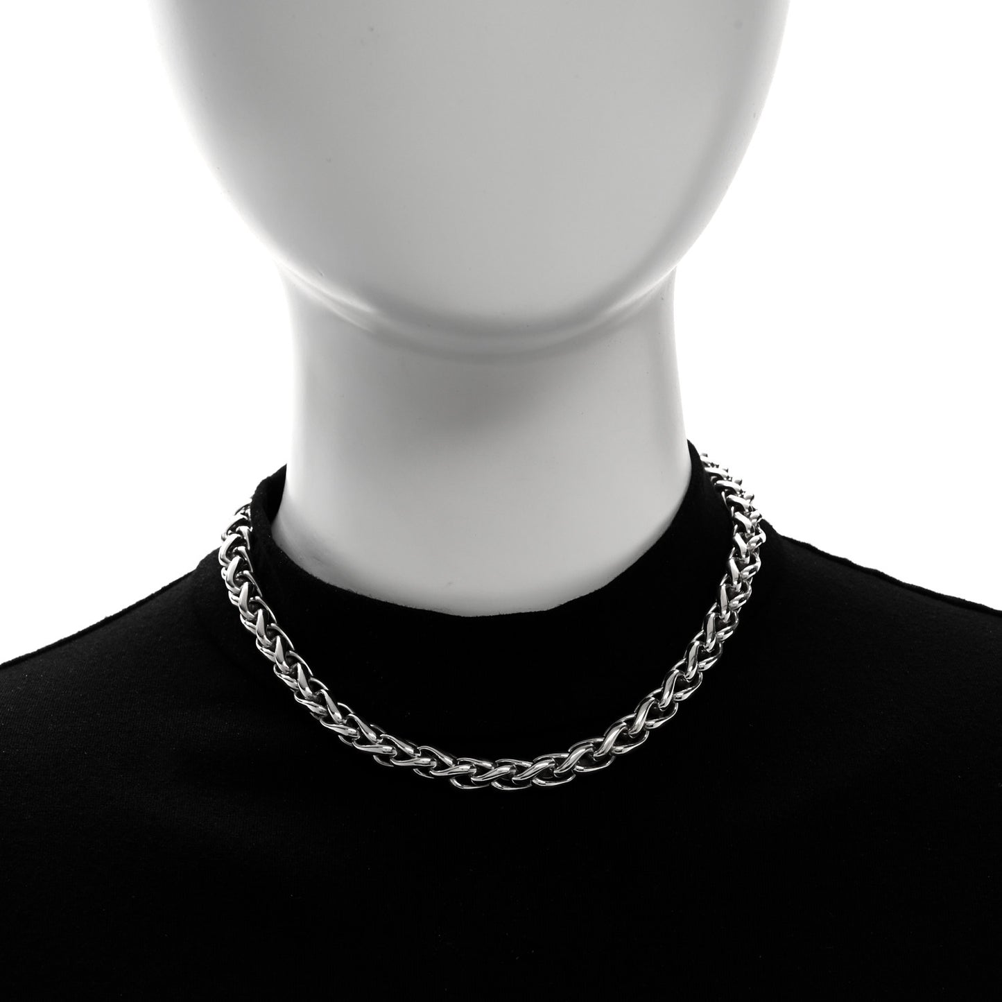 Sterling Silver 14K Yellow Gold 8mm Wheat Chain Necklace