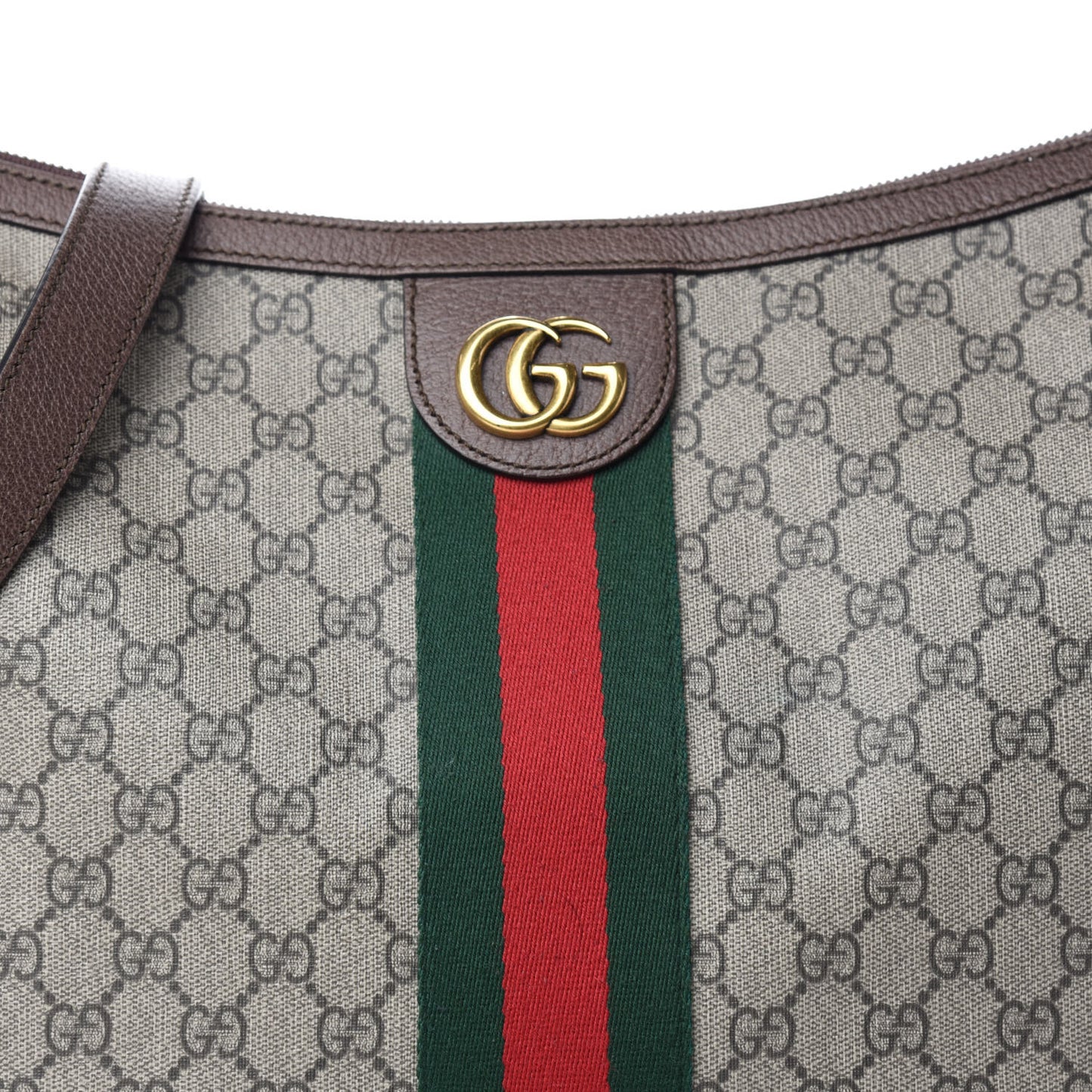 GG Supreme Monogram Web Ophidia Half Moon Hobo Brown