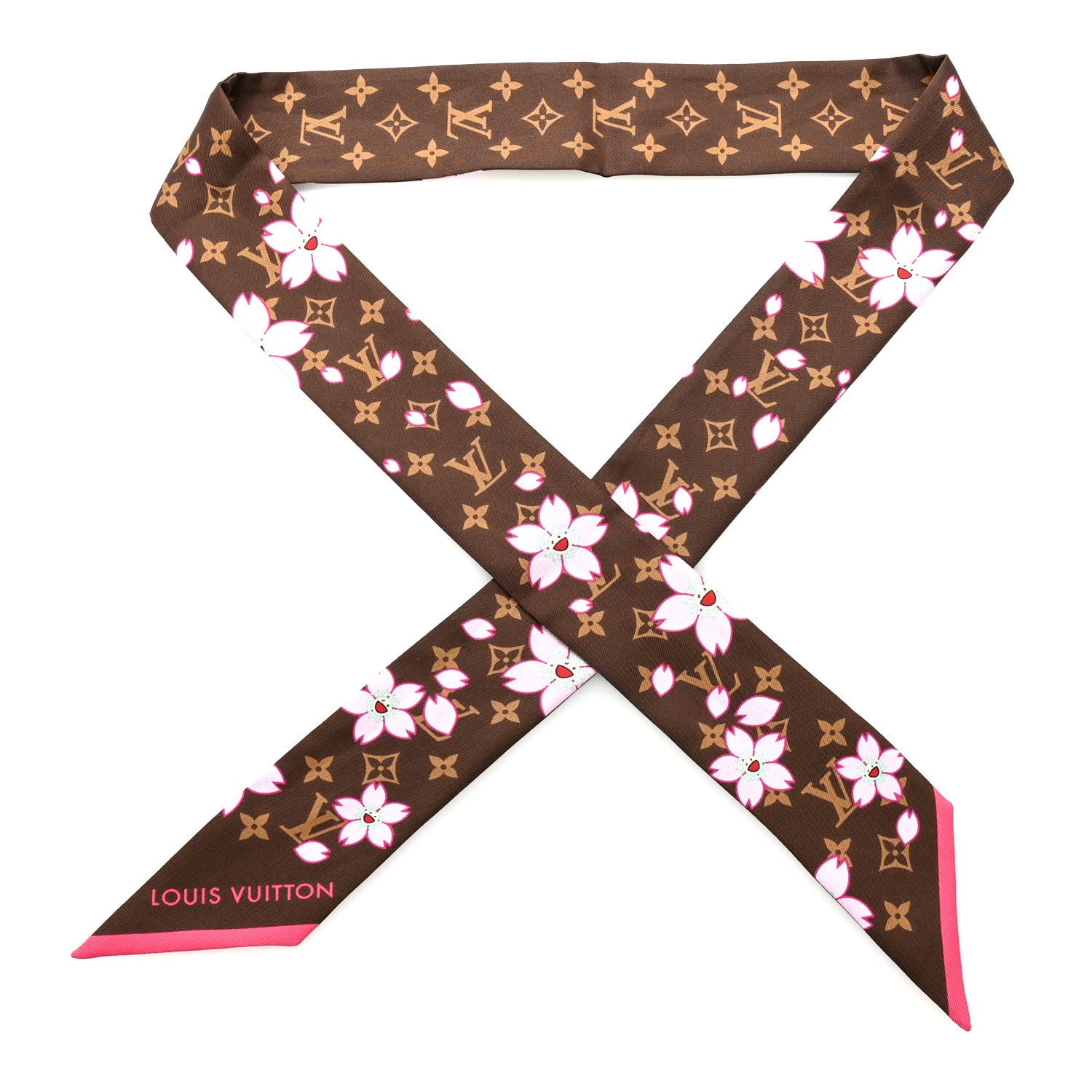 lenkerband louis vuitton Louis Vuitton LV X TM Silk Monogram Cherry Blossom BB Bandeau Tan
